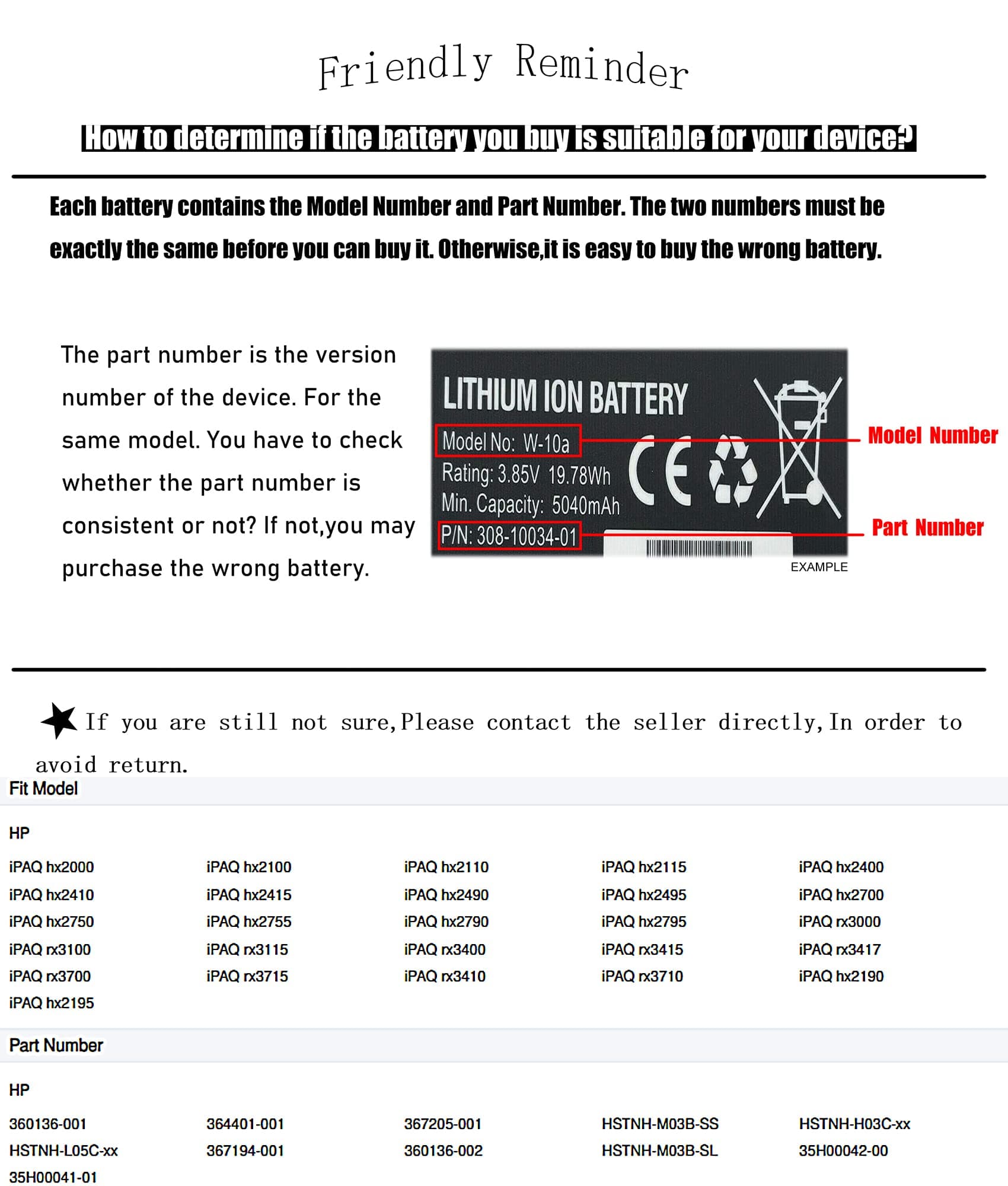 Replacement Battery for iPAQ hx2000, iPAQ hx2100, iPAQ hx2110, iPAQ hx2115, iPAQ hx2190, iPAQ hx2195, iPAQ hx2400, iPAQ hx2410, iPAQ hx2415, iPAQ hx2490, iPAQ hx2495, iPAQ hx2700, iPAQ hx2750