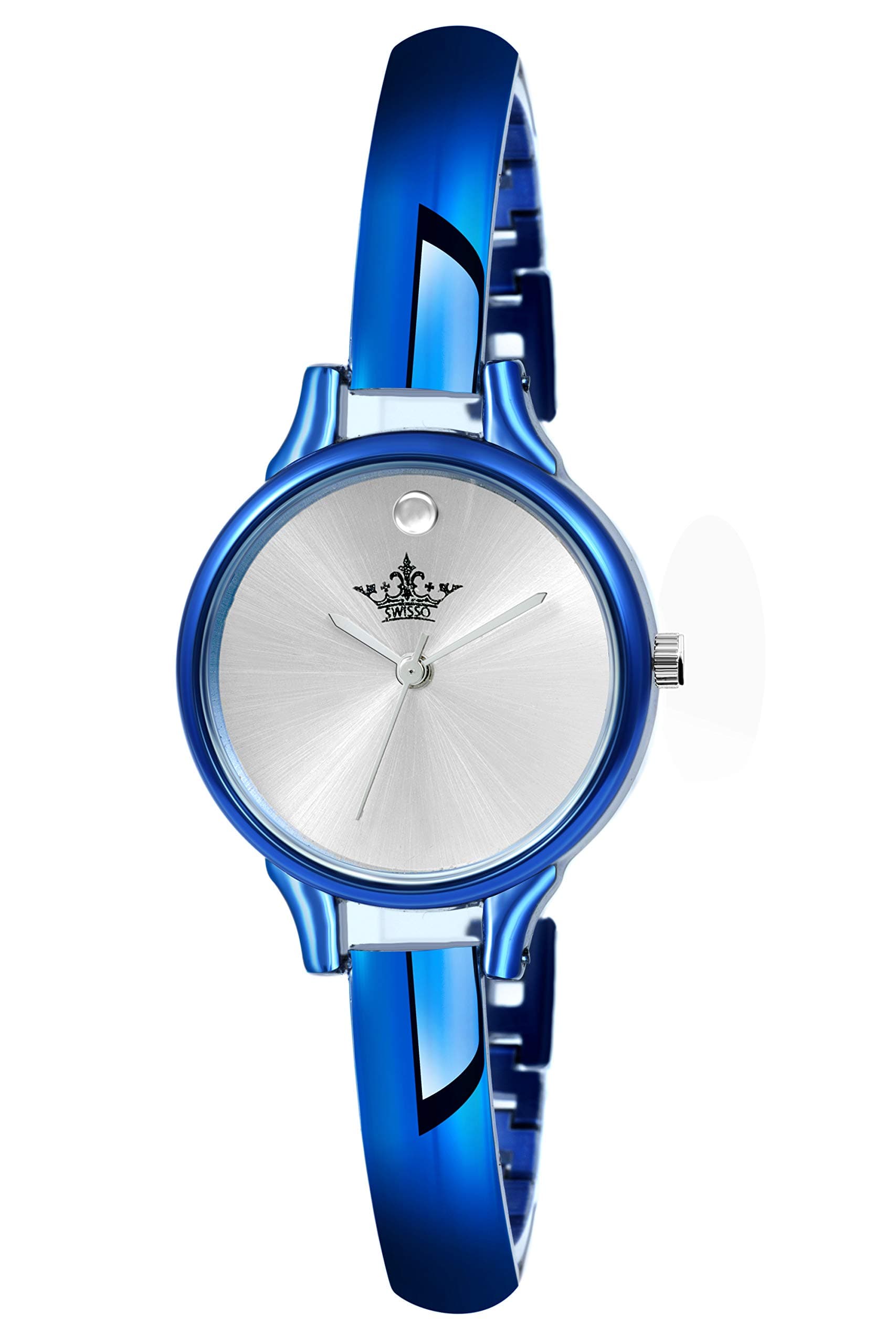 Swisso Analogue Women's Watch (Silver Dial Blue Colored Strap)