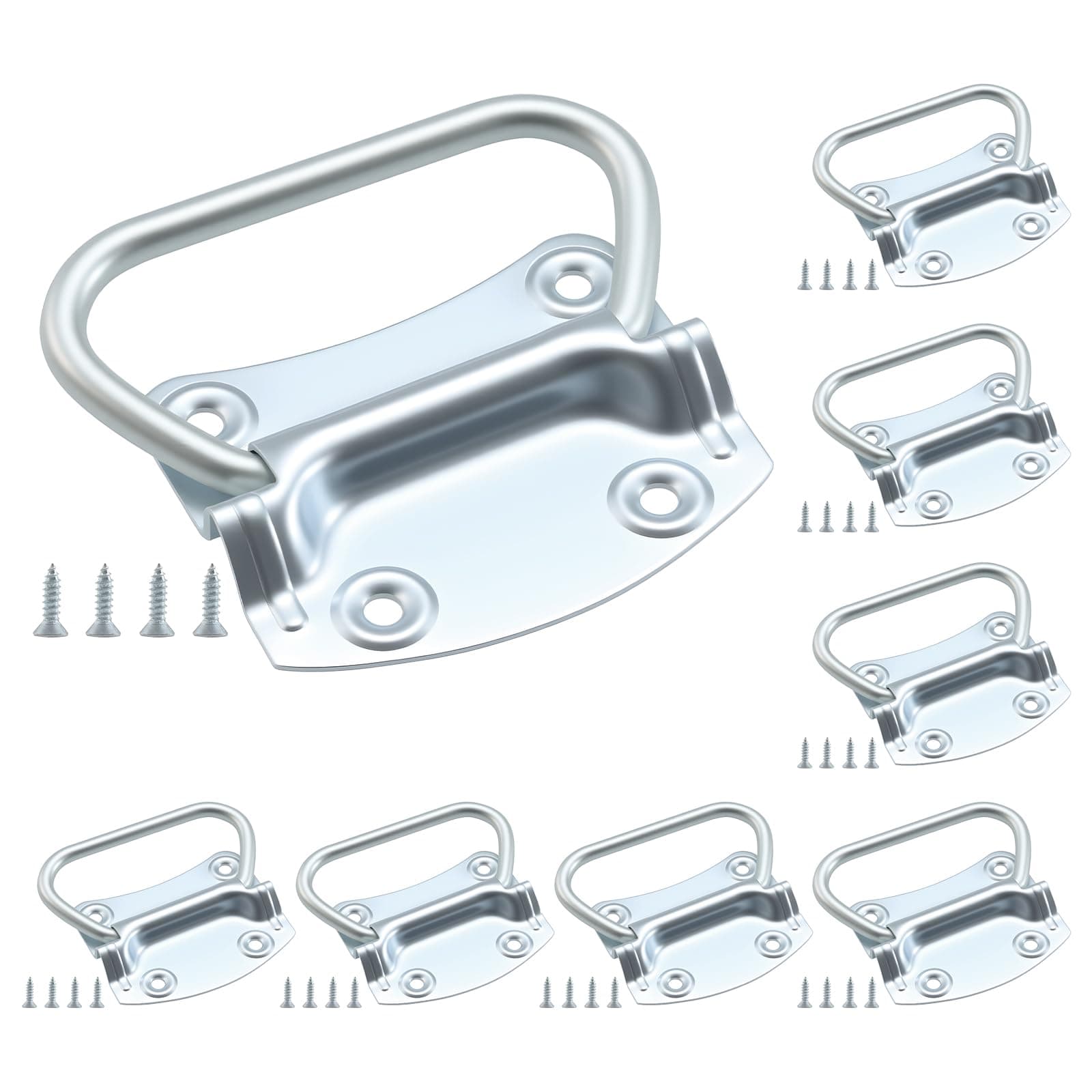 3-1/2 inch Pull Ring Handle Toolbox Lifting Door Case Chest Pull Handles Zinc Plated 8 Pack