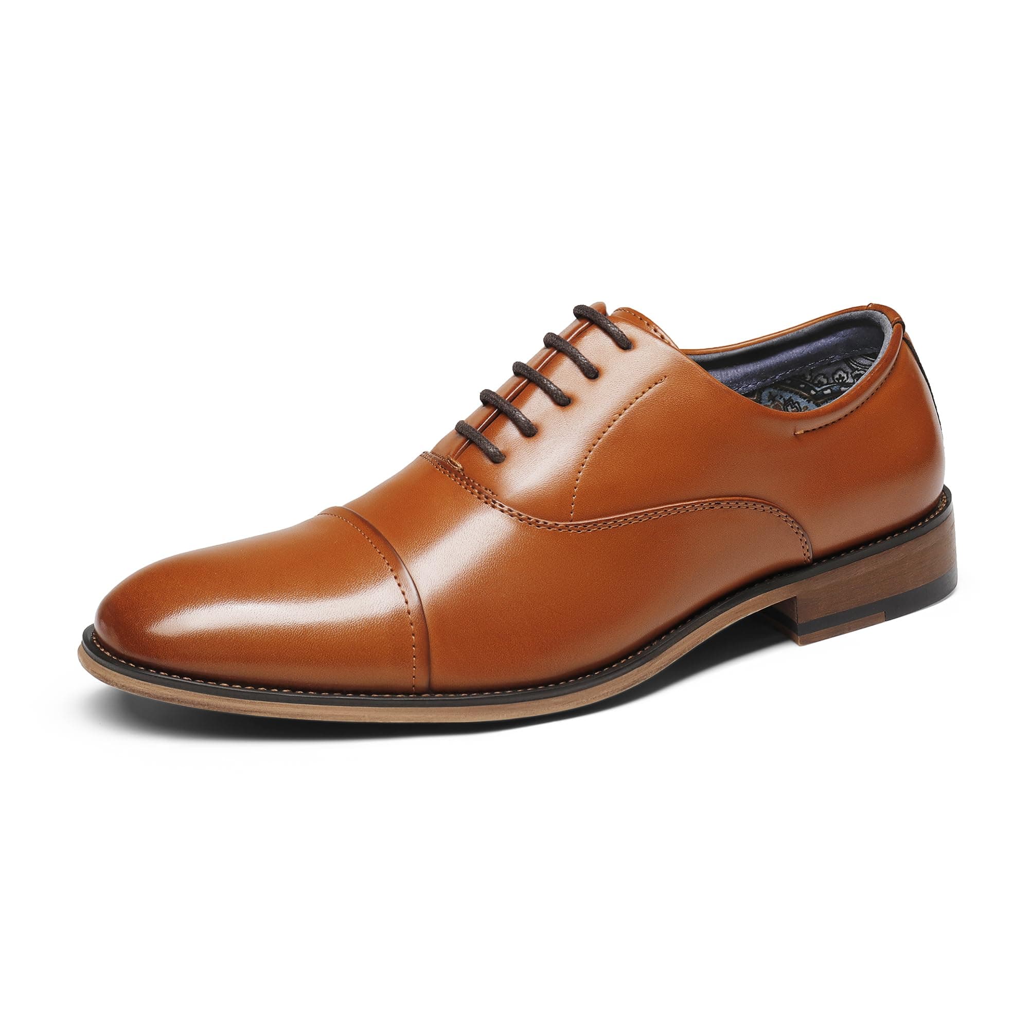 Men's Lace Up Soft Cap-Toe Formal Dress Shoes, Brogues Classic Oxfords Office Work Business Shoes