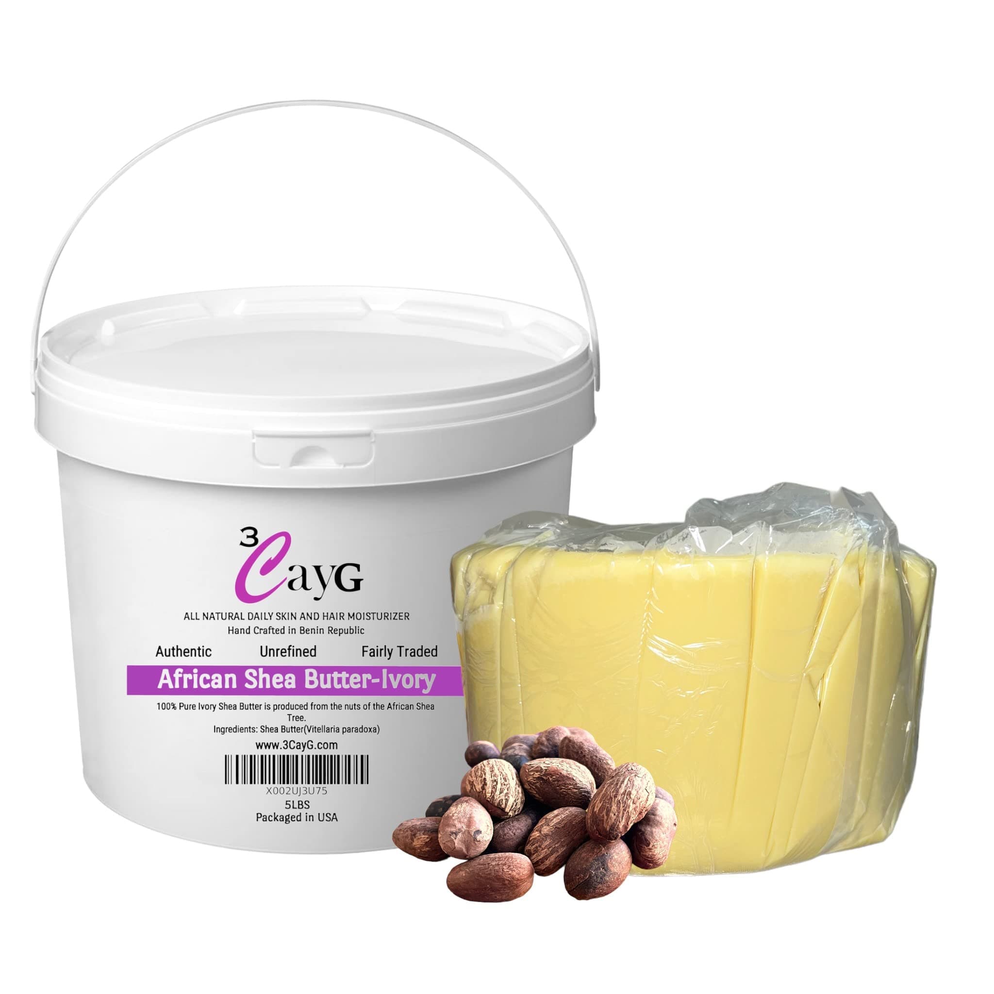 3CayG Direct Raw African Shea Butter 2.3kg Pail