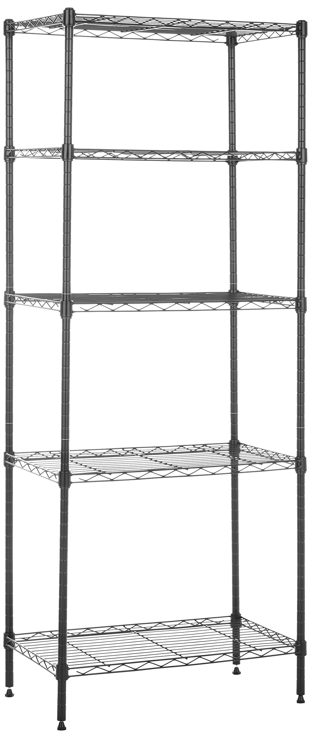 Amazon Basics 5-Shelf Adjustable Storage Shelving Unit (200 lbs Loading Capacity per Shelf), Steel Organizer Wire Rack, Black (24" L x 14" W x 60" H)