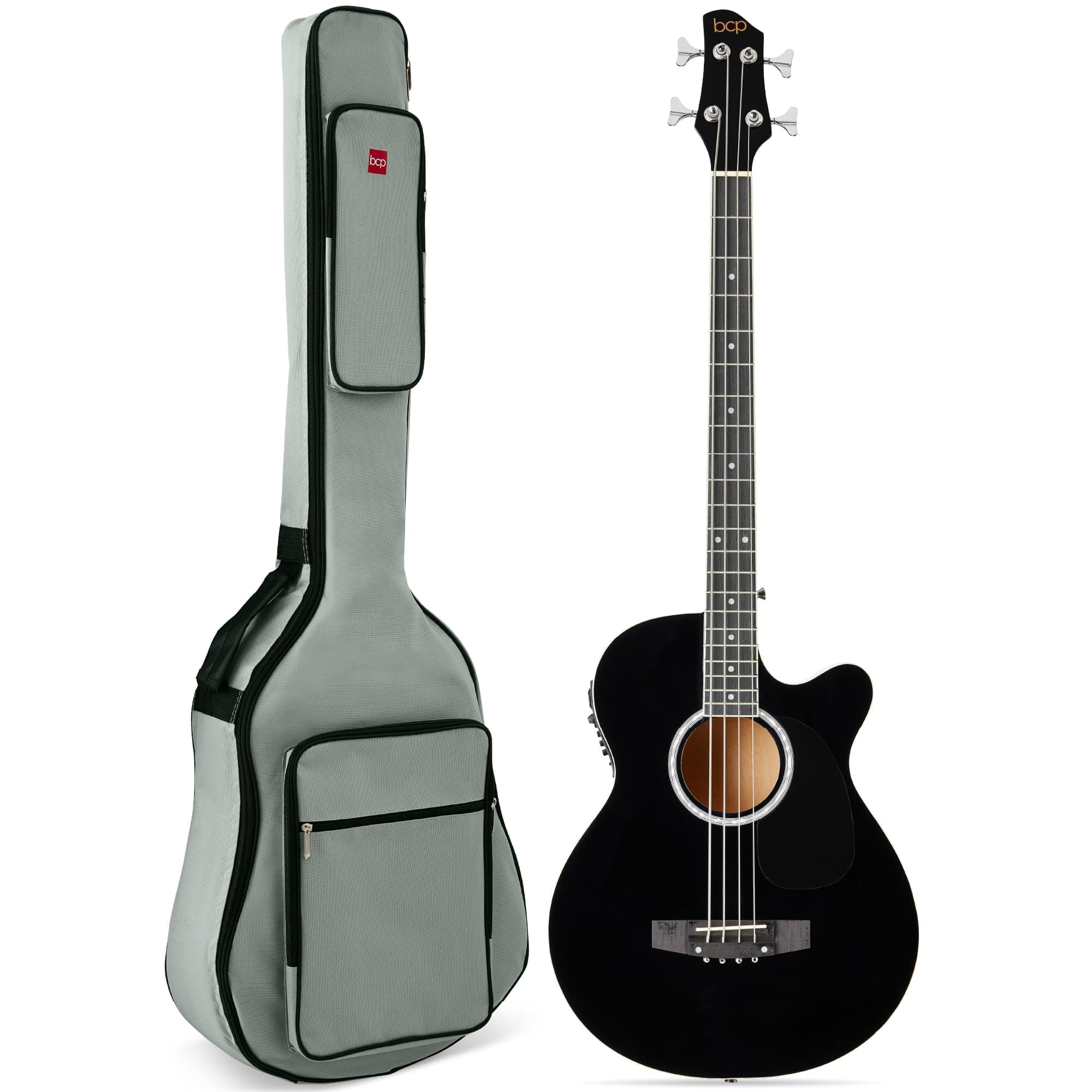 Best Choice Products Solid Wood Acoustic Electric Bass with EQ (Black)
