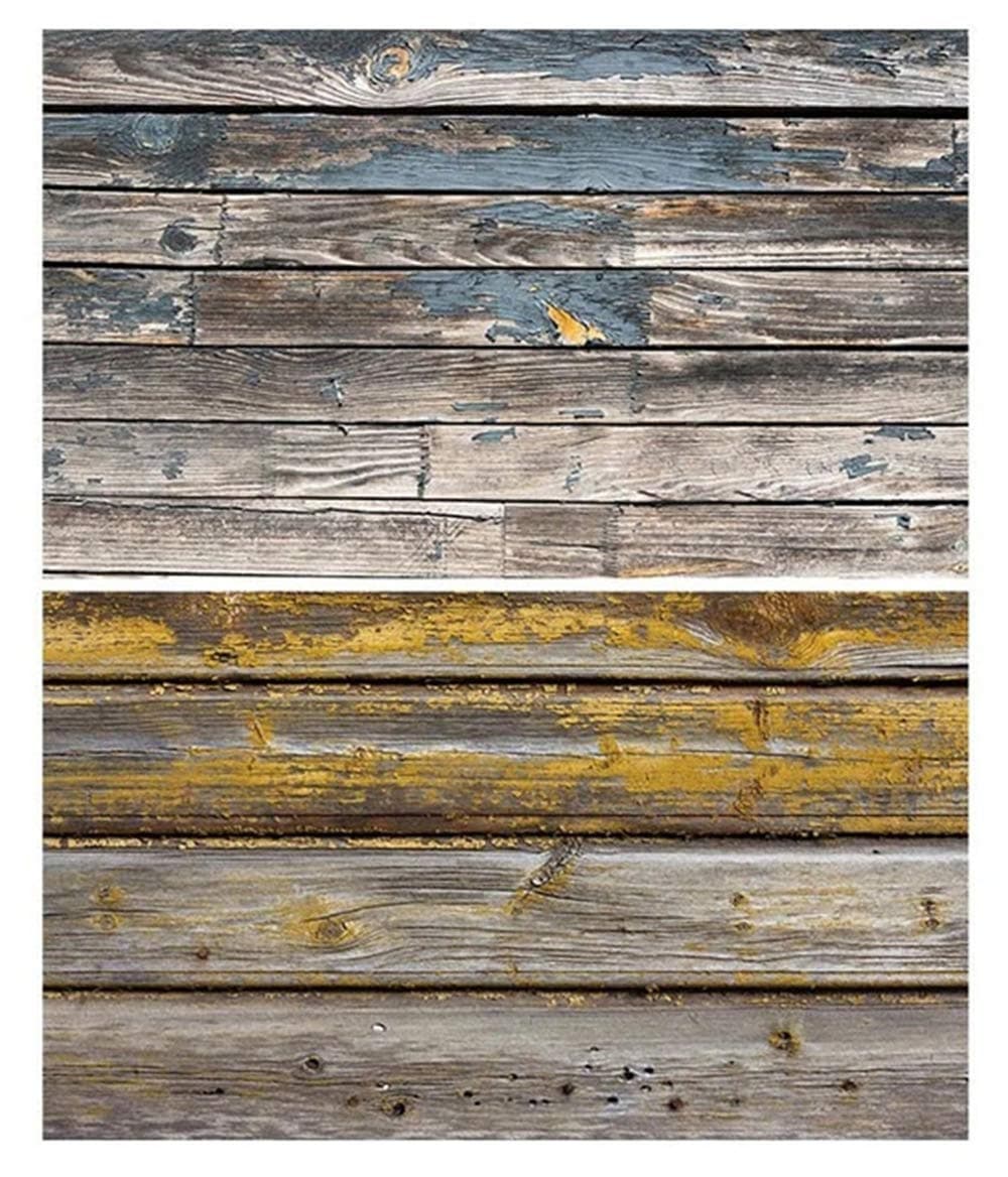 1 Sheet 2 in 1 3D Flat Lay Tabletop Double-Sided Photography Brown Backdrop Photo Studio Flatlay Background PVC Wrinkle-Free for Small Product Shoot (Rusty Brown Wood Plank Surface Pattern)