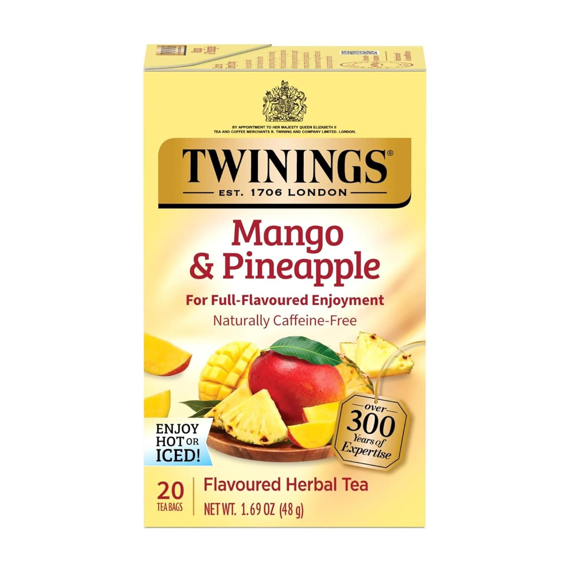 Twinings, Herbal Tea, Mango & Pineapple, Caffeine-Free, 20 Tea Bags, 1.69 oz (48 g)