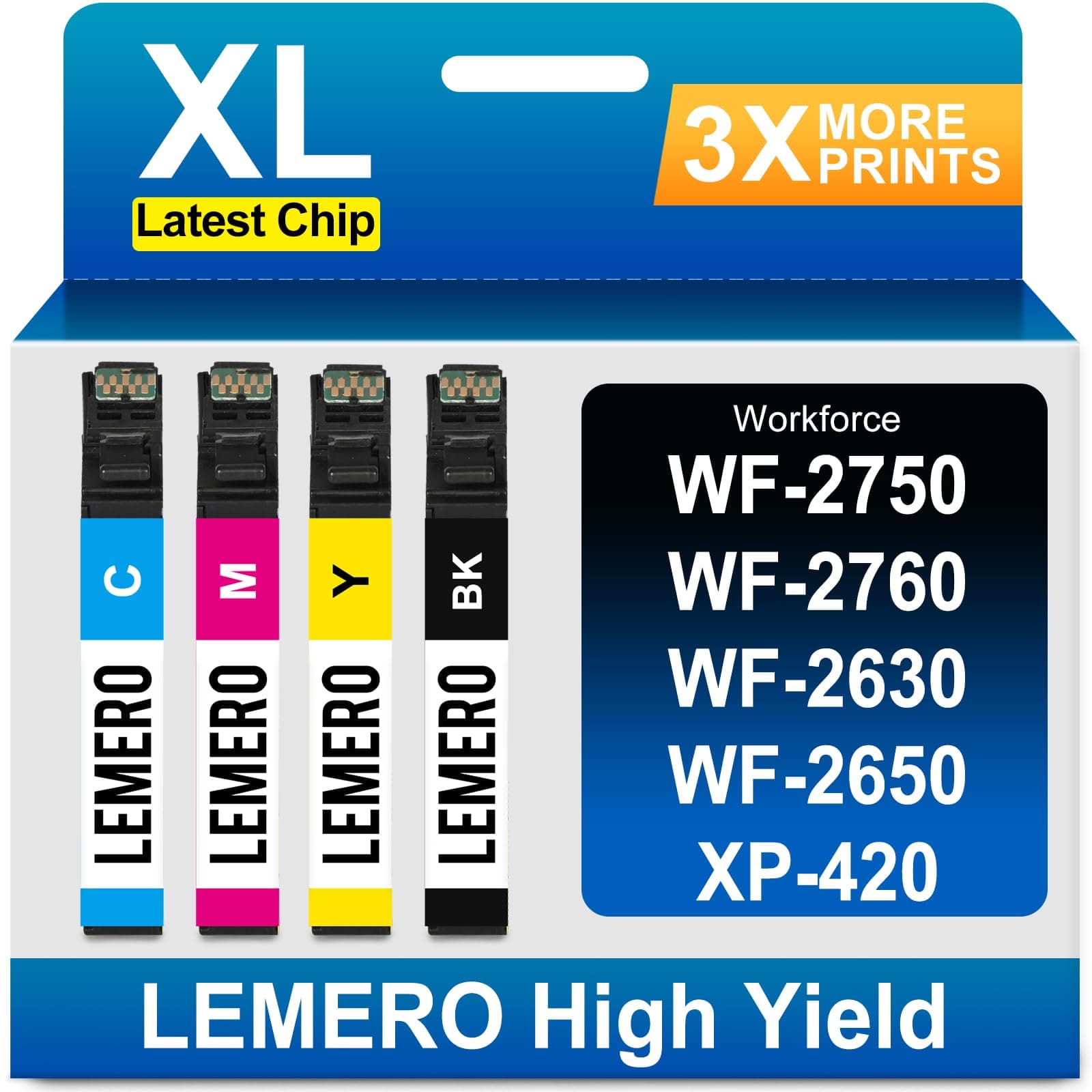 Remanufactured Replacement for Epson 220XL Ink Cartridges High Yield for Workforce WF-2750 WF-2760 WF-2630 WF-2650 XP-420 XP-320 WF-2660 XP-424 Printer (Black Cyan Magenta Yellow, 4 Pack)