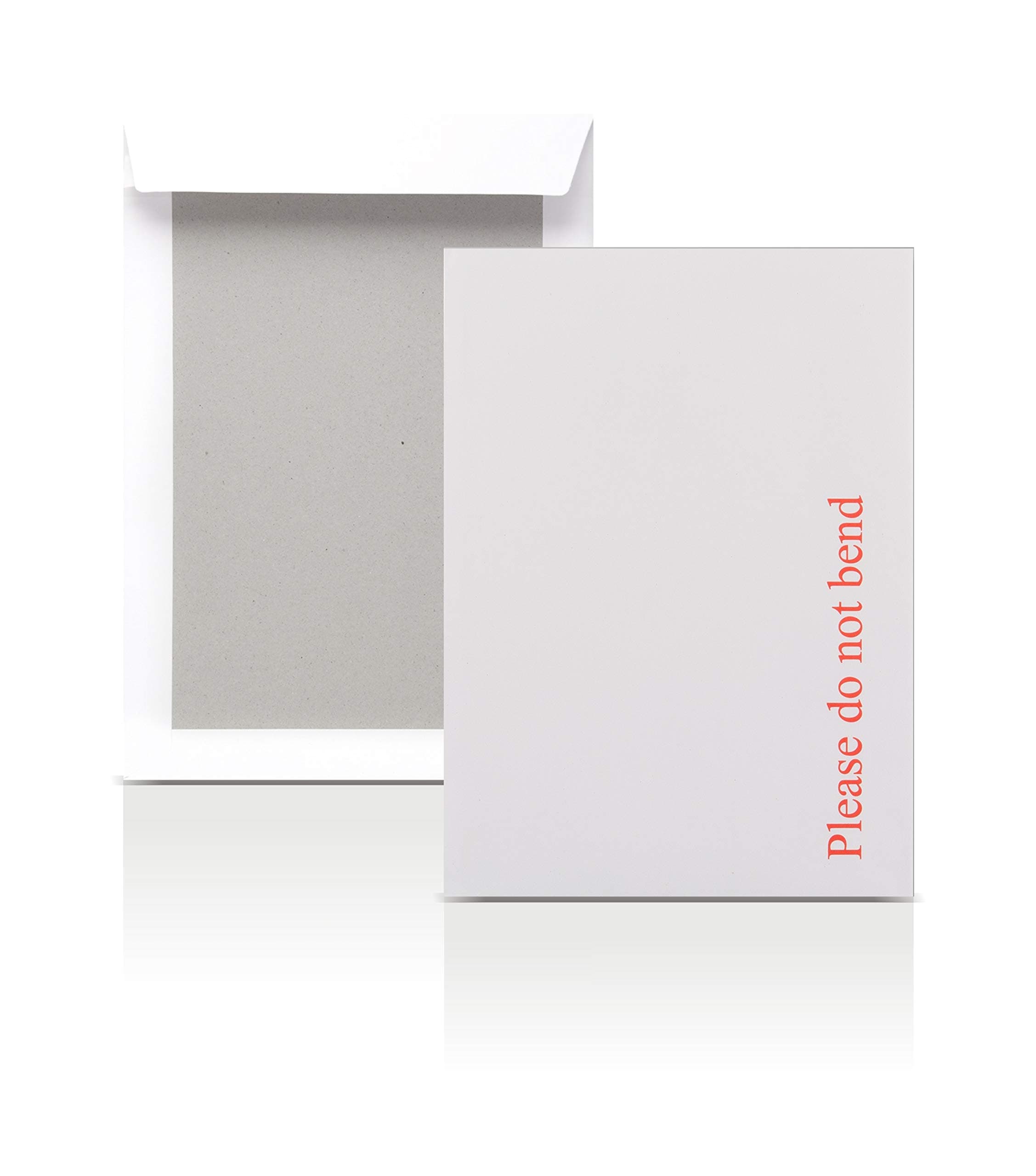 AKAR White A5/C5 Hardback Envelopes - 229x162mm - Please Do Not Bend - Card Backed Board Envelopes [Pack of 20]