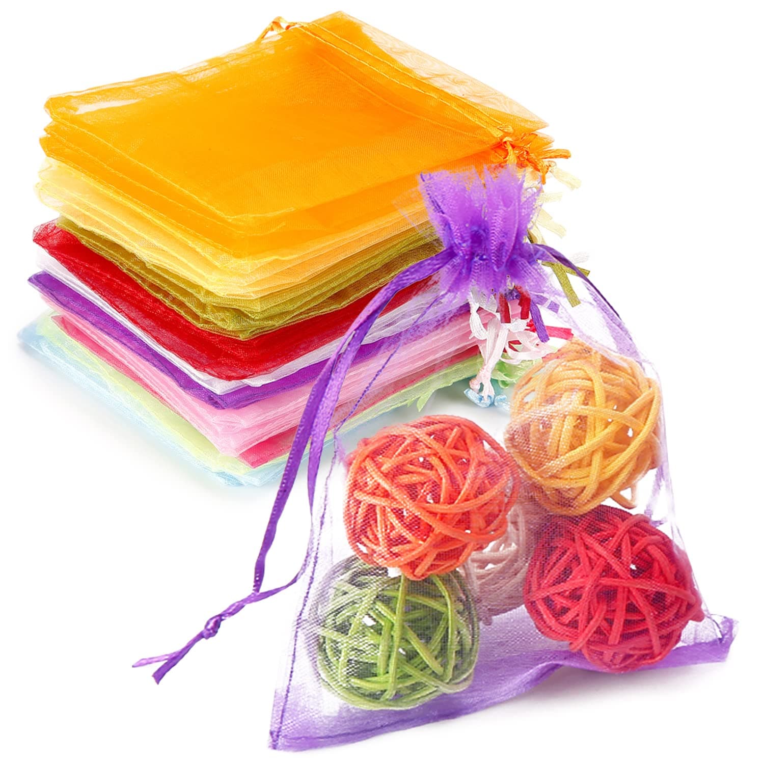WenTao 100PCS 4x4.72" Mixed Color Organza Gift Bags