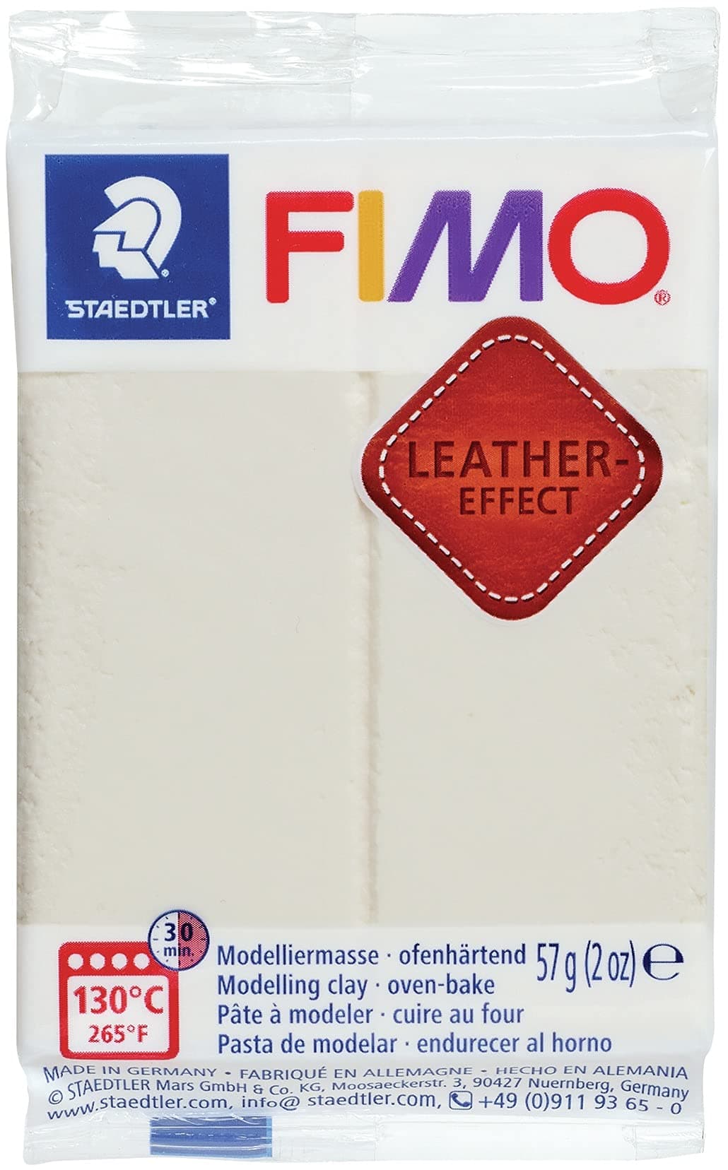 STAEDTLER Fimo Leather Effect Polymer Clay 2oz-Ivory -EF801-029