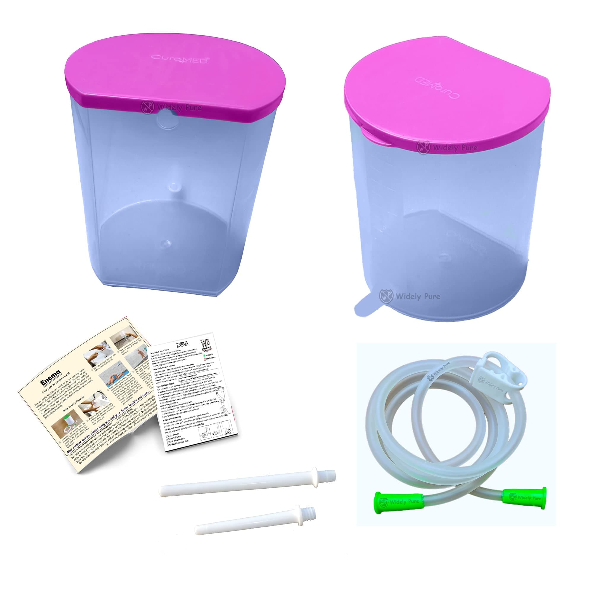 Widely Pure PVC Enema kit Satvik For Home Use 600 ml 1 silicon tube, 2 Nozzles, 1 Clamp with user manual