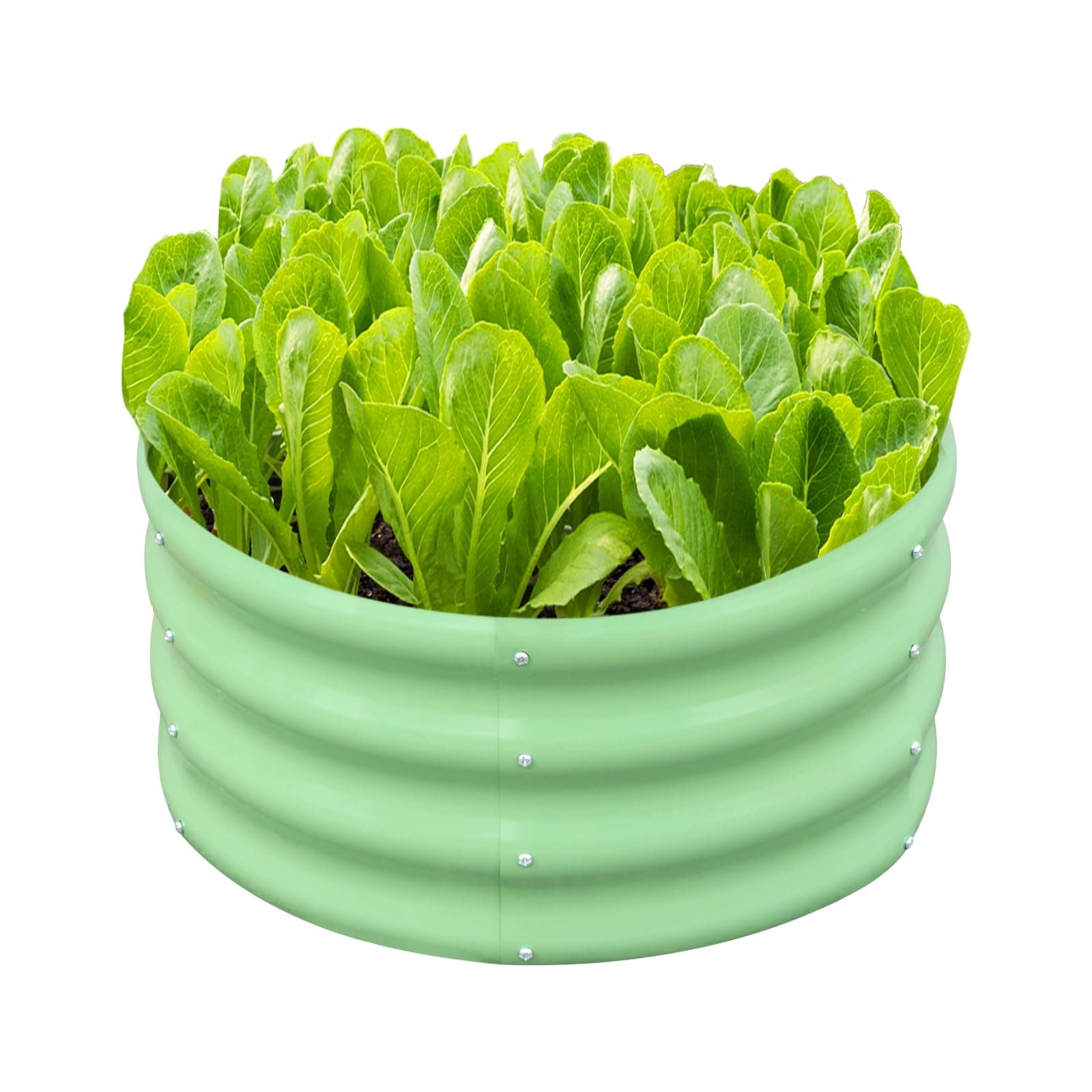 SnugNiture 2x2x1ft Round Galvanized Raised Garden Bed Kit Outdoor, Metal Planter Box for Planting Plants Vegetables, Green