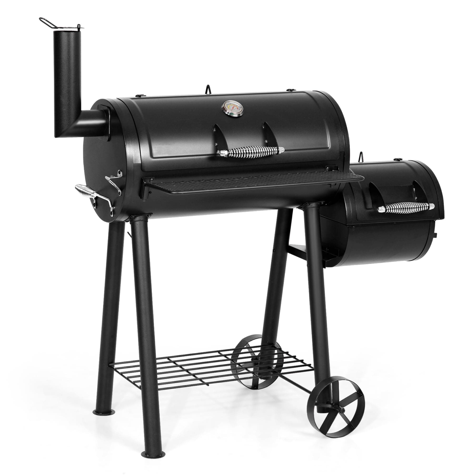 MFSTUDIO Heavy Duty Charcoal Wood Offset Outdoor Smoker Grill, Charcoal Grill with Smoker Combo for BBQ Grilling, 512 SQ.IN.