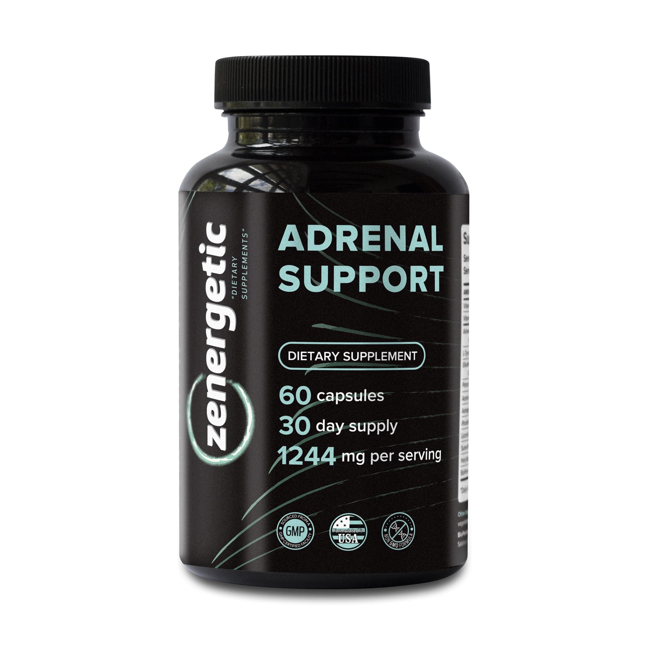 Adrenal Support Supplements │ Cortisol Manager, Calm Support, Mood & Energy With Ashwagandha, L-Tyrosine, Rhodiola Rosea Holy Basil 60 Pills Non Gmo