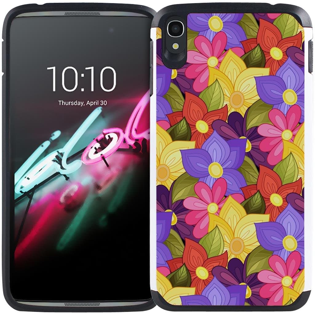 Idol 3 (5.5") Case - Armatus Gear (TM) Slim Hybrid Armor Case Dual Protective Phone Cover for Alcatel One Touch Idol 3 5.5in - Colorful Flower