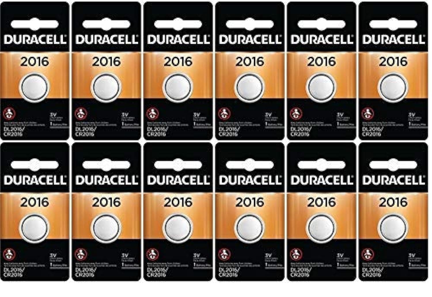 12-Pack Duracell 2016 Batteries 3.0 Volt Lithium Coin Button
