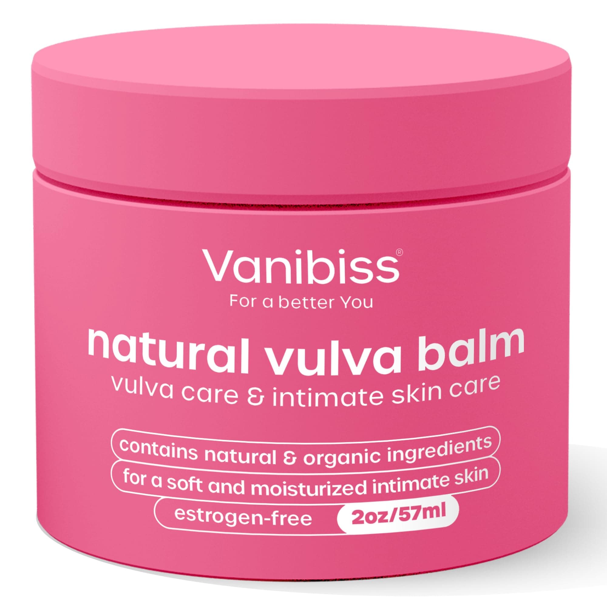 Vanibiss Natural Vulva Balm, Estrogen-Free Vaginal Moisturizer for External Use, Intimate Skin Cream for Dryness, Irritation and Itching, Daily Vulva Hydration and Menopause Comfort for Women (2 oz)