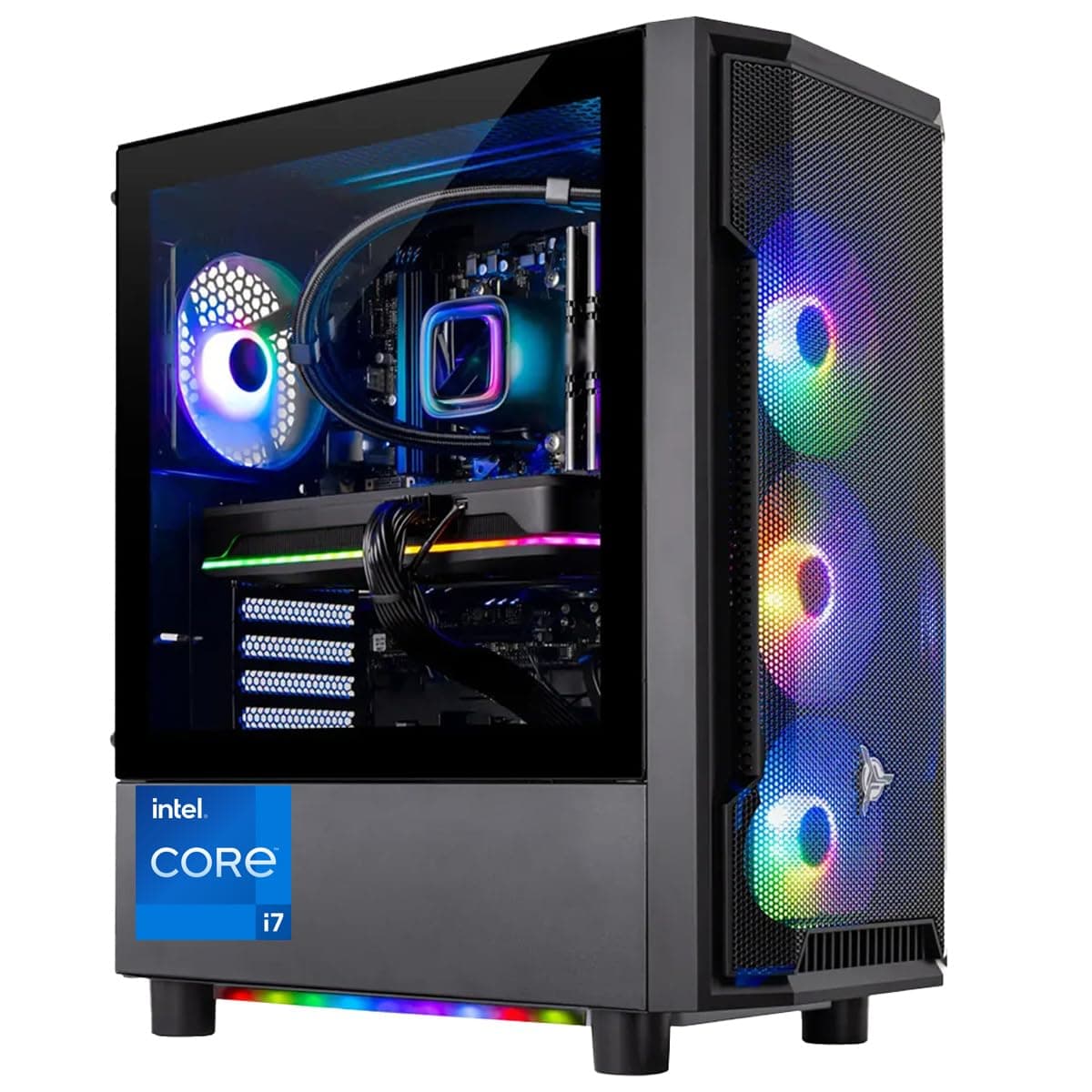 Shadow Gaming PC Desktop – Intel Core i7 13700F 2.1 GHz, NVIDIA RTX 4060, 1TB NVME SSD, 16GB DDR4 RAM 3200, 600W Gold PSU, 360mm AIO, 11AC Wi-Fi, Windows 11 Home 64-bit,Black
