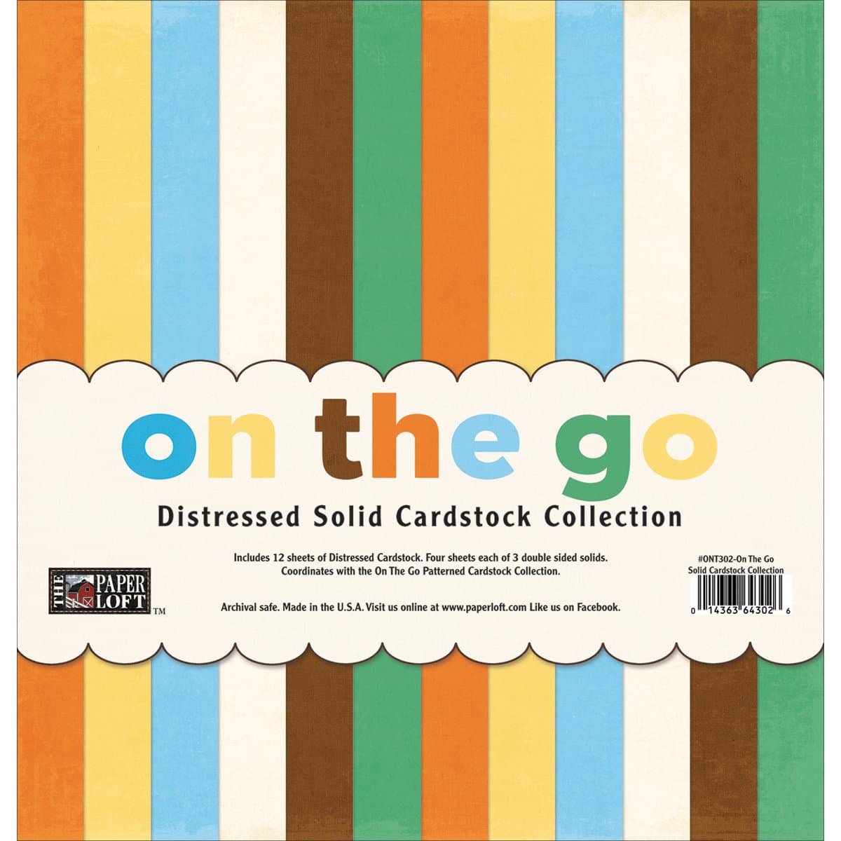 Paper Loft The Paper Loft Cardstock Pack, 12 x 12-Inch, On The Go Distressed Solids, 12-Pack