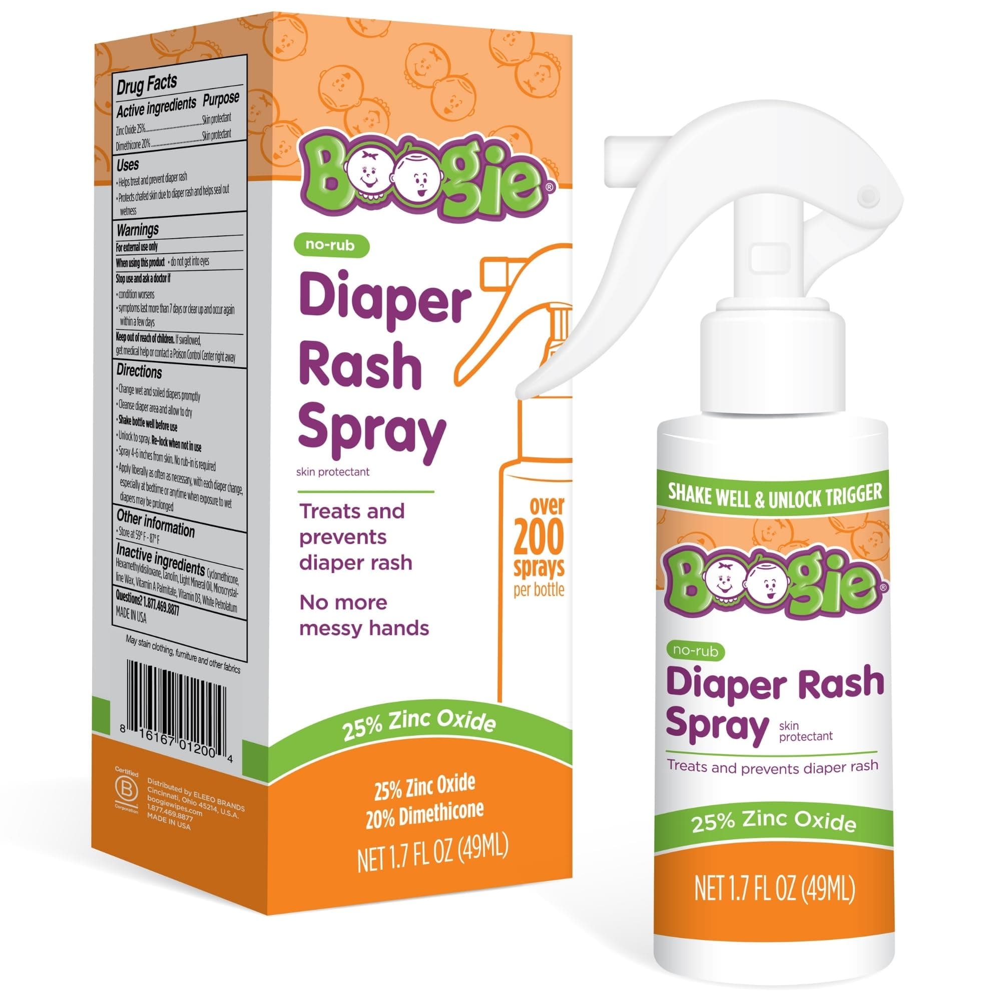 Diaper Rash Cream Spray for Baby, Travel Friendly No-Rub Touch Free Application for Sensitive Skin, Over 200 Sprays per Bottle, 1.7 oz (Pack of 1)