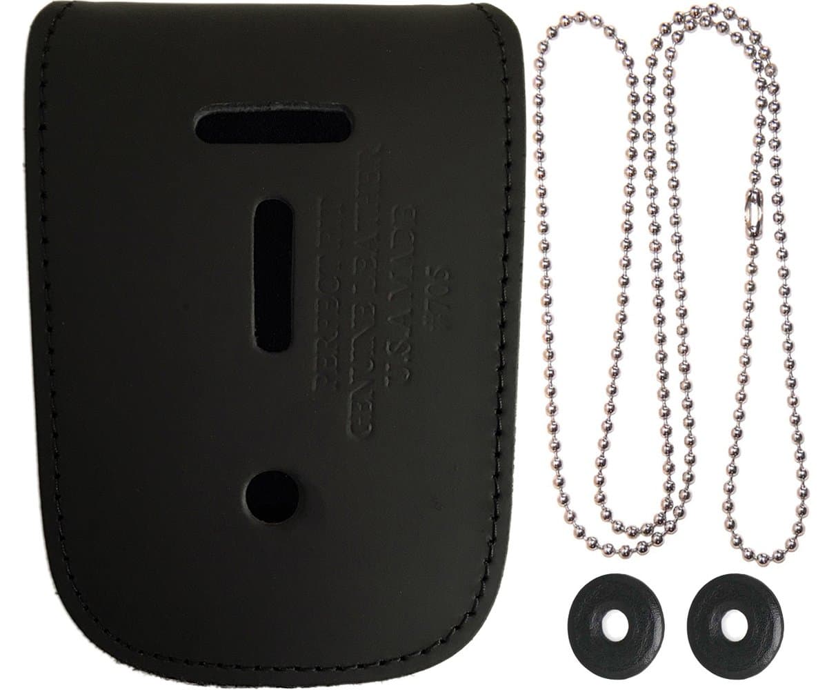 Universal Leather Neck Chain Badge and ID Holder by Perfect Fit USA
