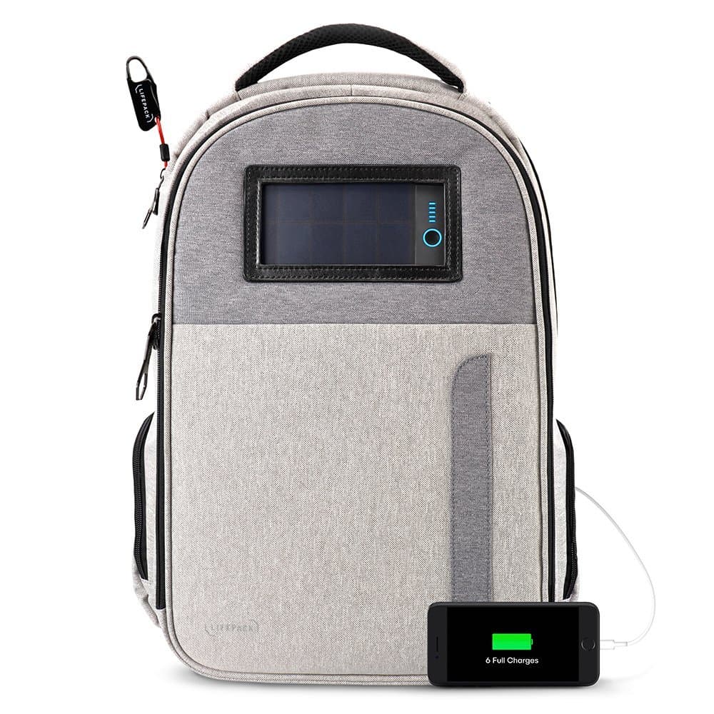 Lifepack Solgaard Design Backpack, Solar USB charger, Laptop Sleeve (Titanium Grey)