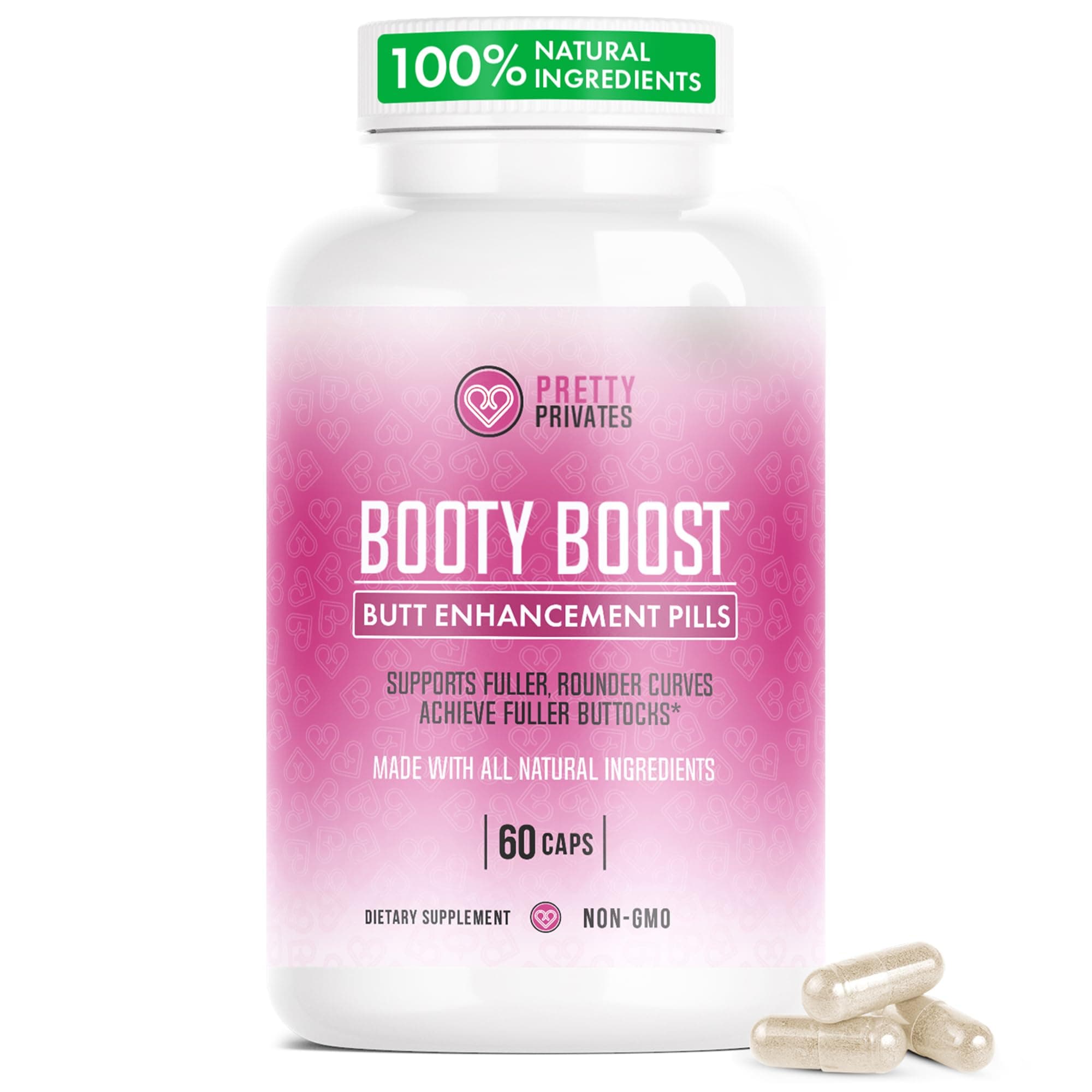 Pretty Privates Butt Enhancer Supplement - Works with Your Body for Curves and Body Confidence - Use with or Without Butt Cream - 60ct