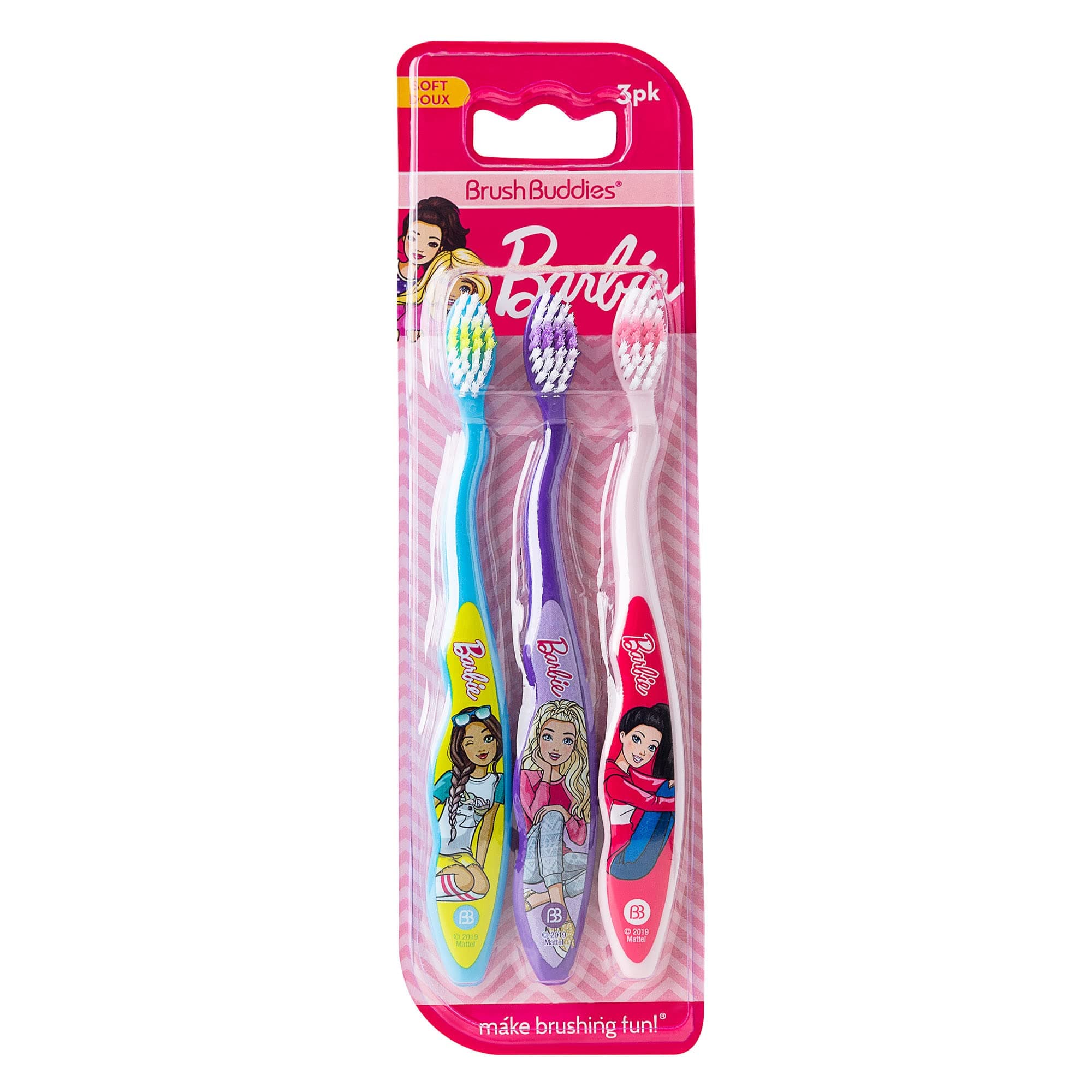 3 Pack Barbie Toothbrush for Kids, Children's Toothbrushes, Soft Bristle Toothbrushes for Kids