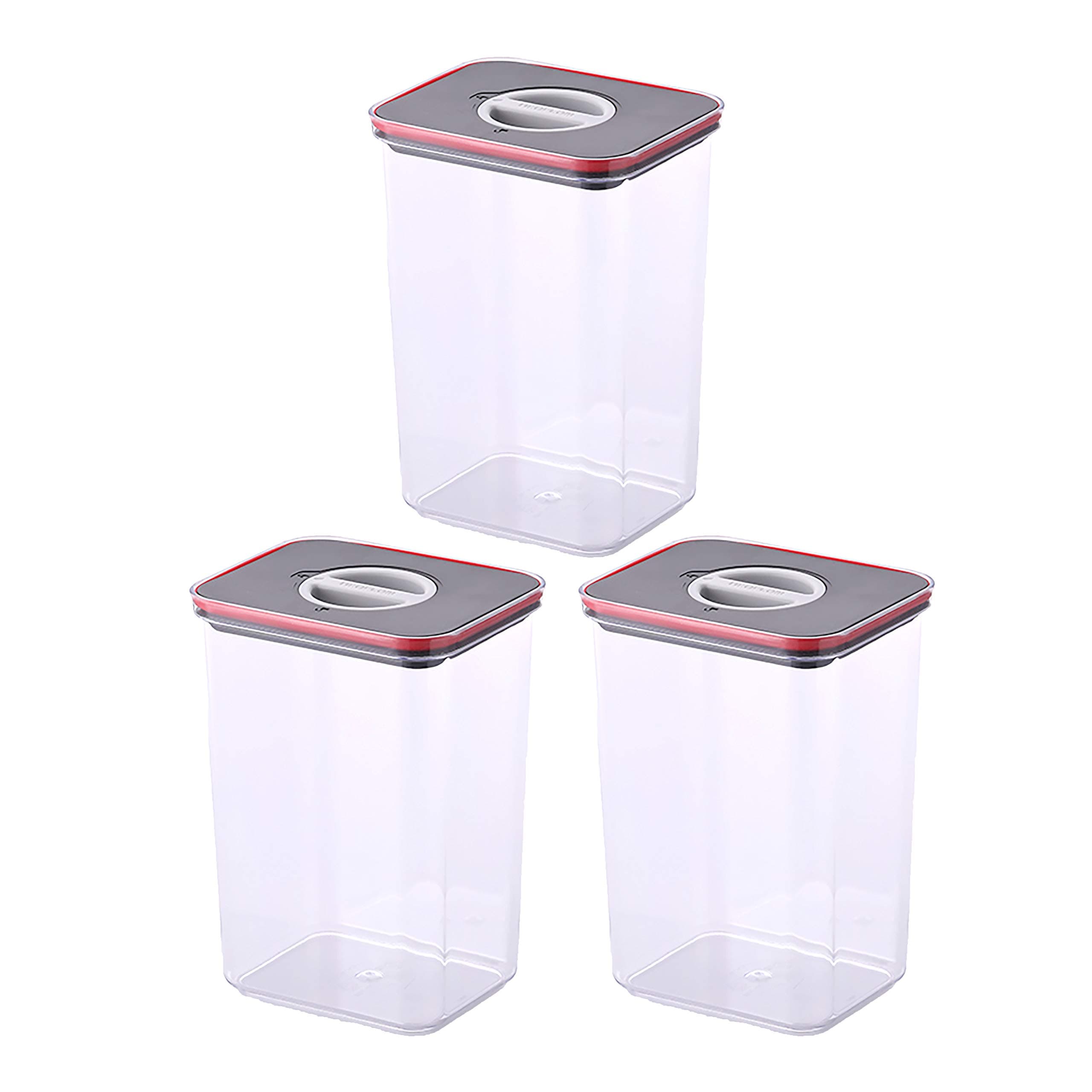 Neoflam Airtight Smart Seal Food Storage Container (Set of 3, Rectangle) | Crystal Clear Body | Modular, Stackable, Nestable Design | Easy to Clean, BPA Free (2.7 L, 91 oz)