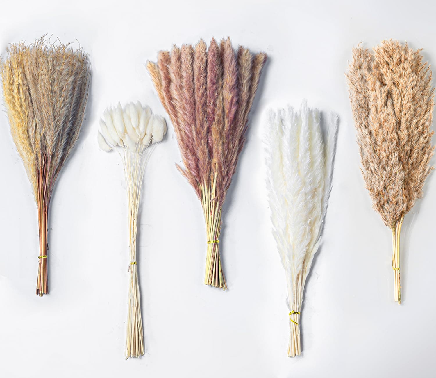 110Pcs Dried Pampas Grass Decor - 17.5” Natural Pampas Grass Bouquet, Bunny Tails Dried Flowers & Reed Grass Bouquet for Wedding Boho Flowers Home Table Decor, Rustic Farmhouse Party