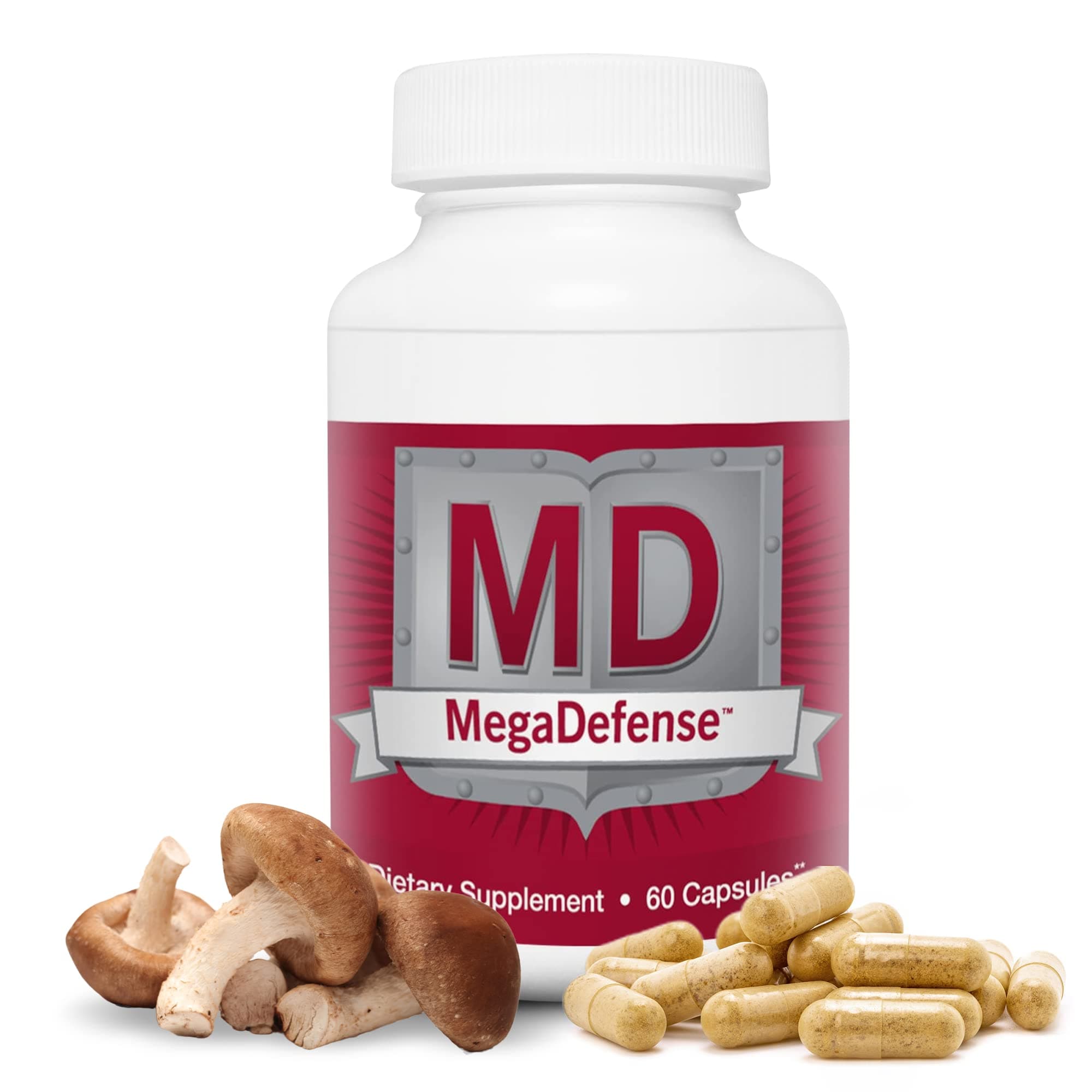 Waiora MegaDefense Organic Mushroom Capsules, Immune Support, Daily Wellness, Six Mushrooms- Agaricus, Reishi, Maitake, Turkey Tail, Shiitake and Cordyceps, Non-GMO, , Made in USA (60 Veggie Caps)