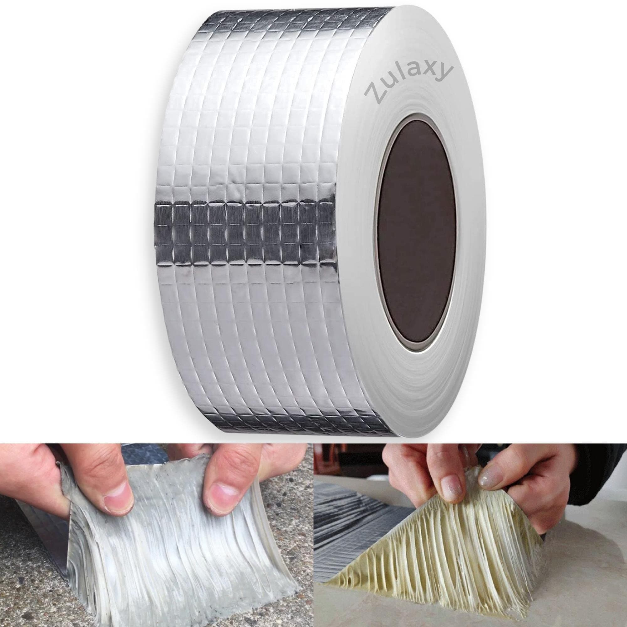 Zulaxy Leakage Repair Waterproof Aluminium Rubber Tape, Hot & Cold Temperature Aluminium Foil Tape, Perfect for Sealing Water Leakage (5 CM x 5M, Silver, 1 PACK)