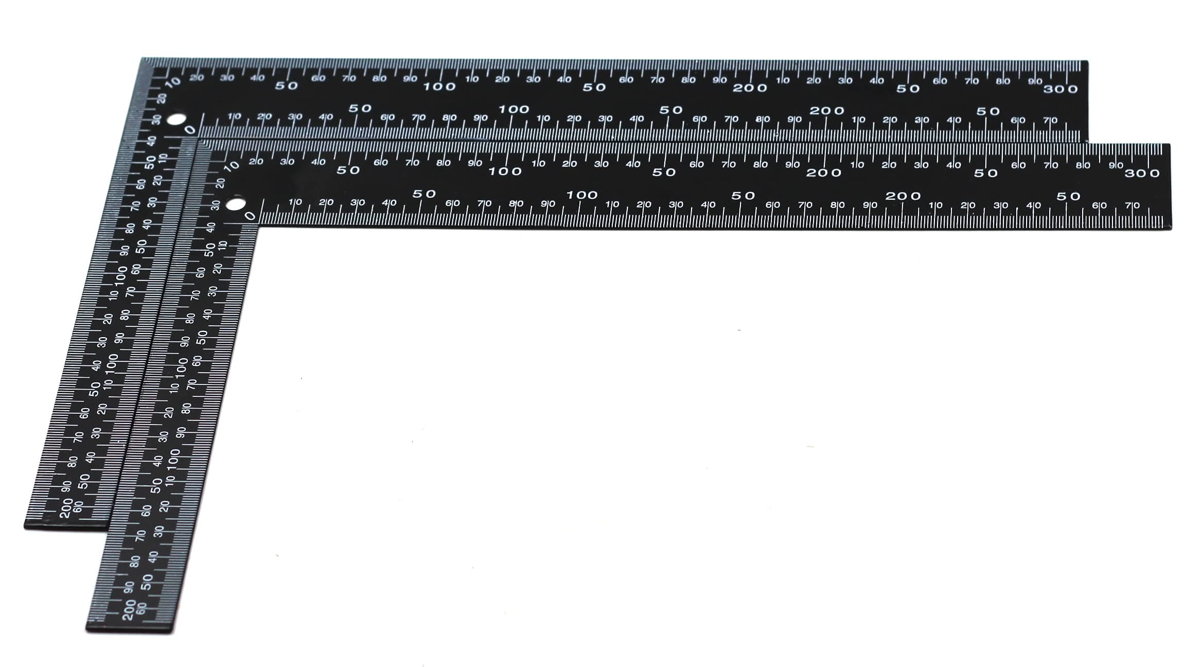 Driak Black 2pc Metal L Shaped Metric Square Carpenter Square 0-30cm 0-20cm Measuring Range Metal Framing Square Square Ruler for Accurate Cutting, Trimming, Slicing and Measuring
