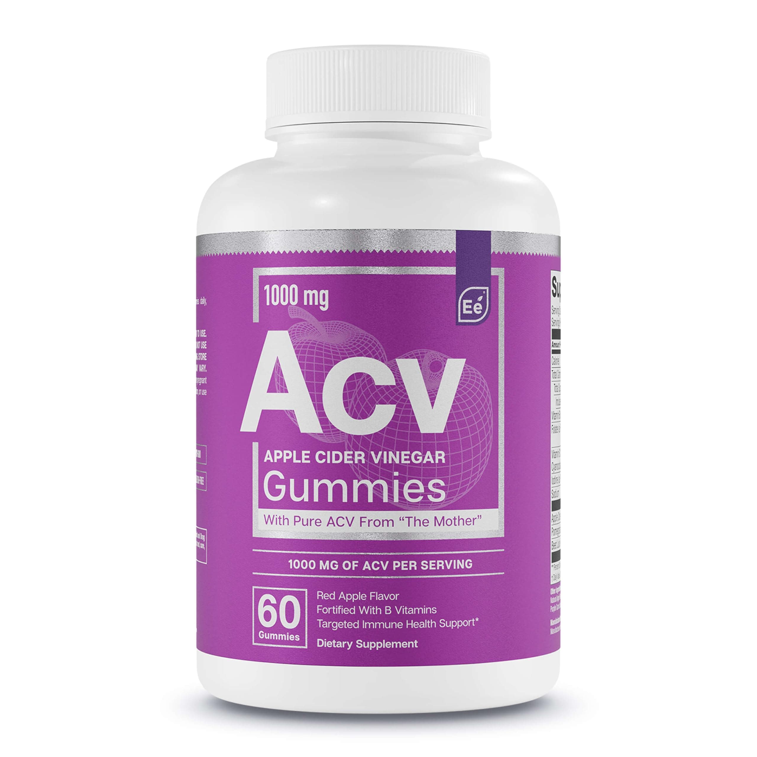 Essential Elements Apple Cider Vinegar Gummies from The Mother - Naturally-Sourced, Vegan ACV with Folic Acid and Vitamin B6 & B12 60 Count