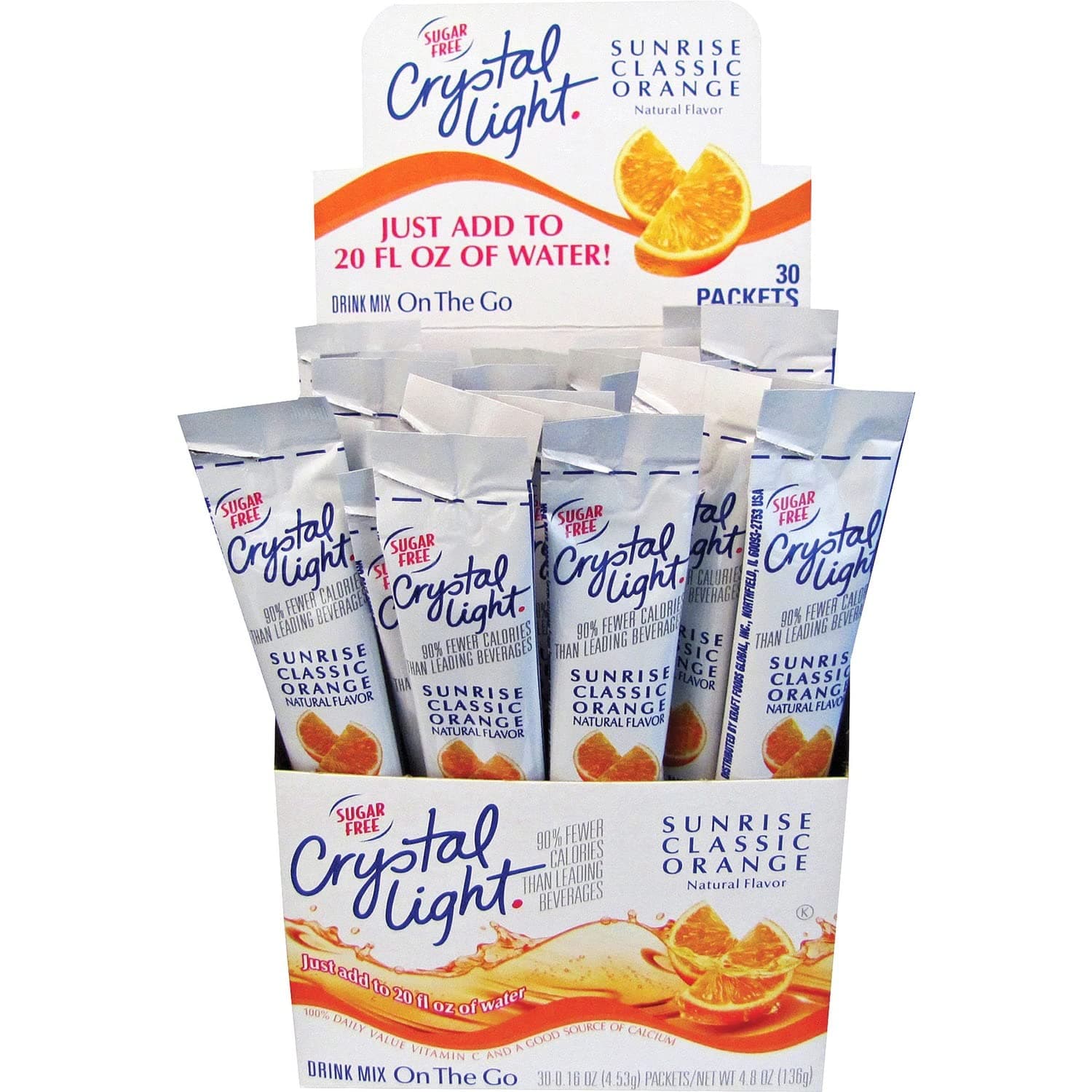 Crystal Light On the Go Drink Mix, Sunrise Classic Orange – 30 count, 0.17oz