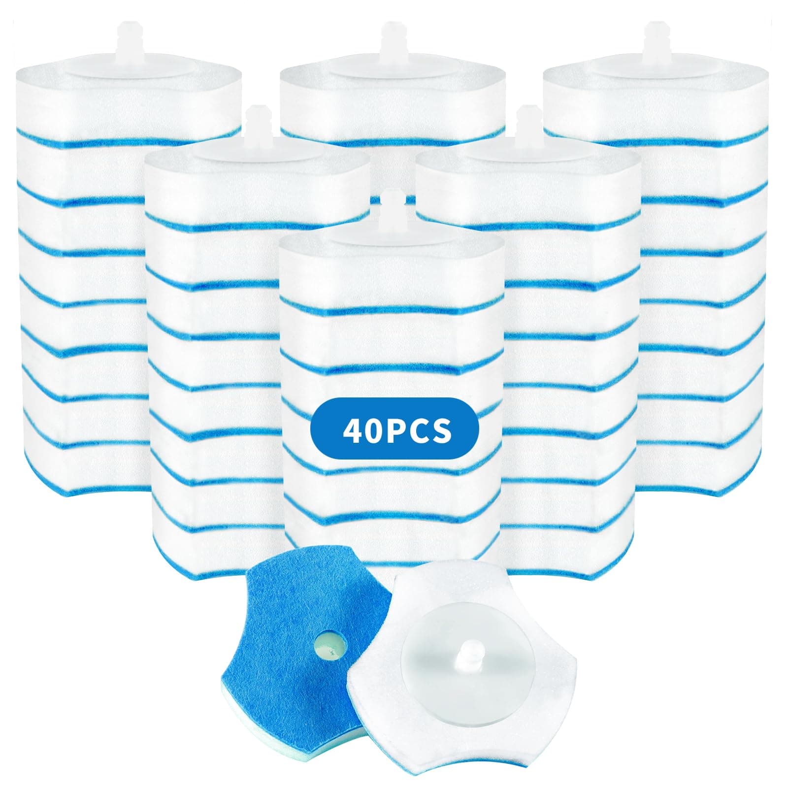 Disposable Toilet Bowl Wand Refills 【Not Suitable for CLORX and Other Wand】, 40 Count Upgraded Material Toilet Brush Refills【Special Wand 】