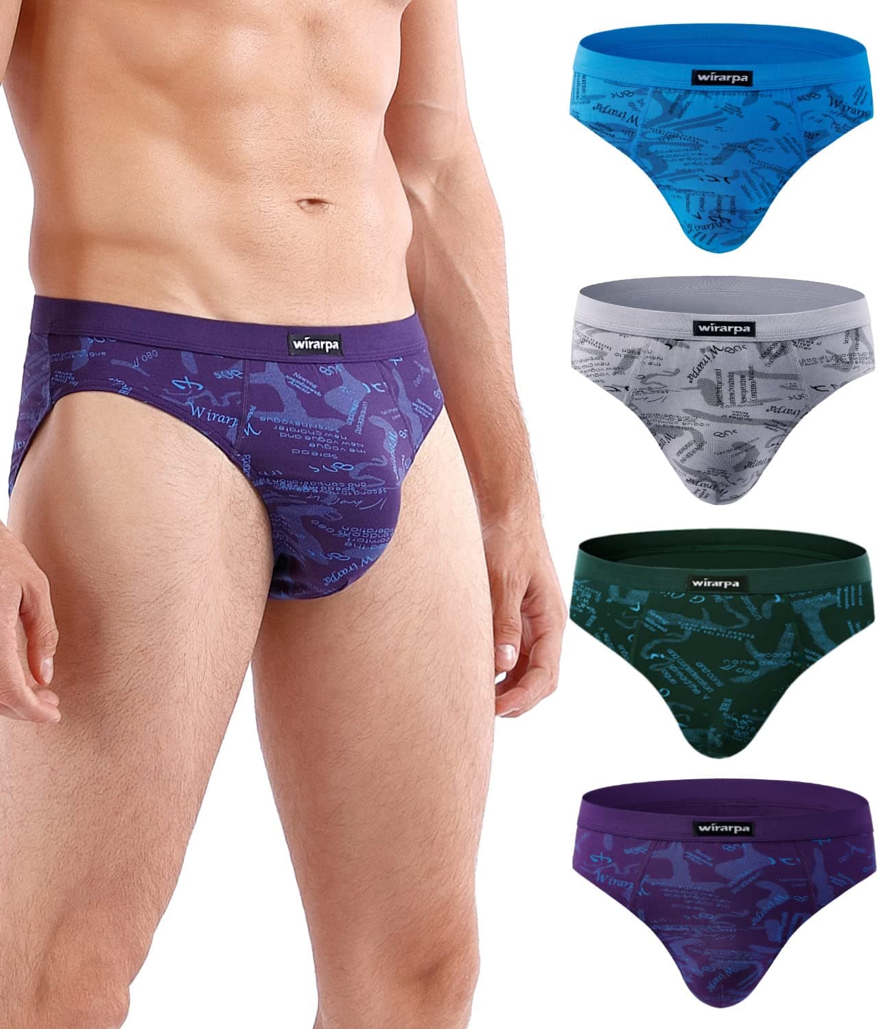 Men's Underwear Modal Microfiber Briefs No Fly Covered Waistband Silky Touch Underpants 4 Pack