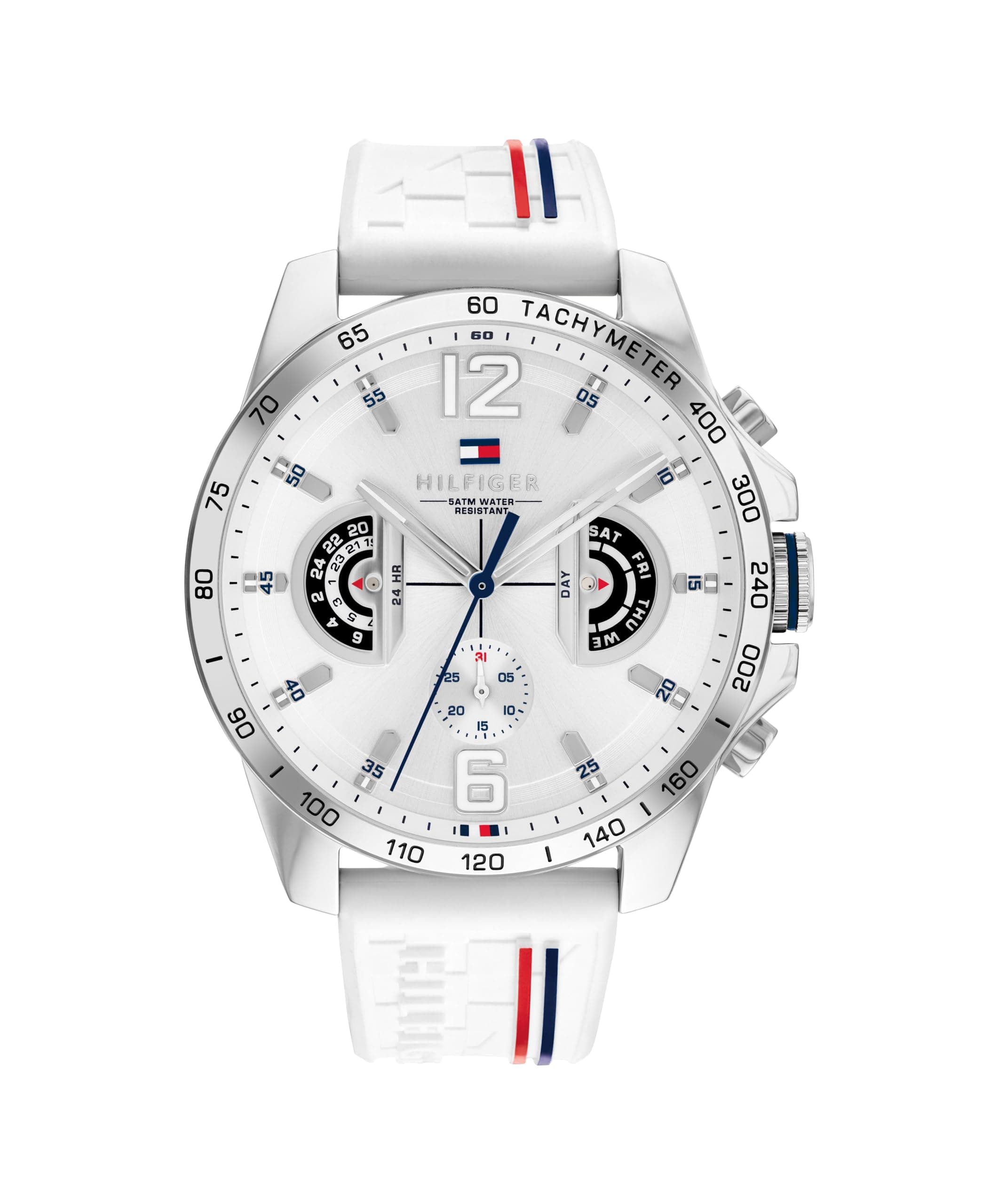 Tommy Hilfiger Men's Analogue Quartz Watch with Silicone Strap 1710676, White, Strap.