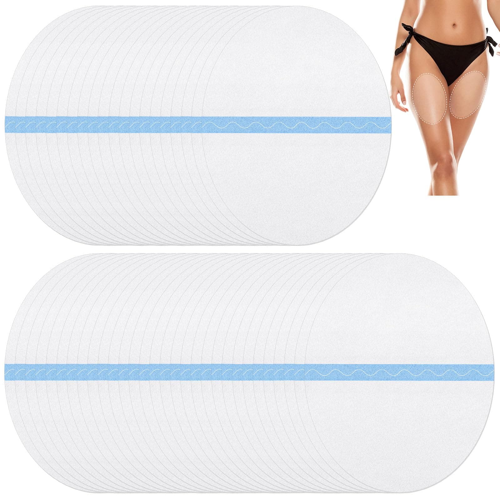 TrelaCo 50 Pcs Thigh Lift Tape 6 x 8 Inches Invisible Body Neck Tape for Women Thigh Transparent Oval Cellulite Adhesive Body Skin Lifting Inner Thighs