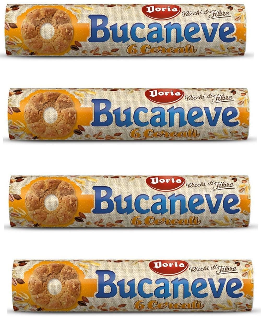 Doria Bucaneve 6 Cereals Biscuits 225g (Pack of 4)