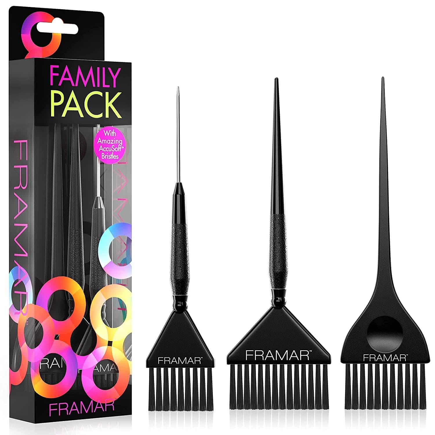 FRAMAR Hair Dye Brush Set – 3-Pack Black Colour Brushes for Bleach, Highlights & Root Touch-Up Hair Highlighting Kit