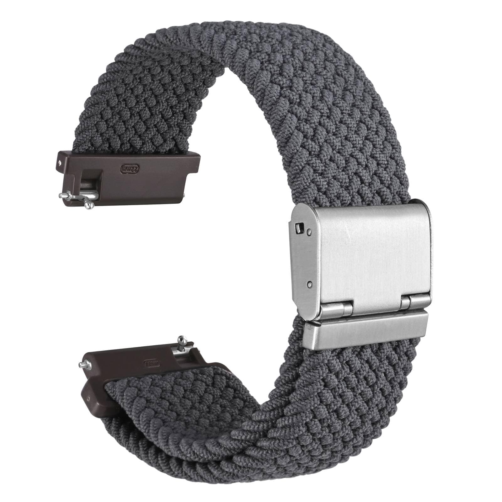 WOCCI 18mm Braided Nylon Watch Band for Men and Women, Quick Release, Silver Stainless Steel Buckle (Grey)