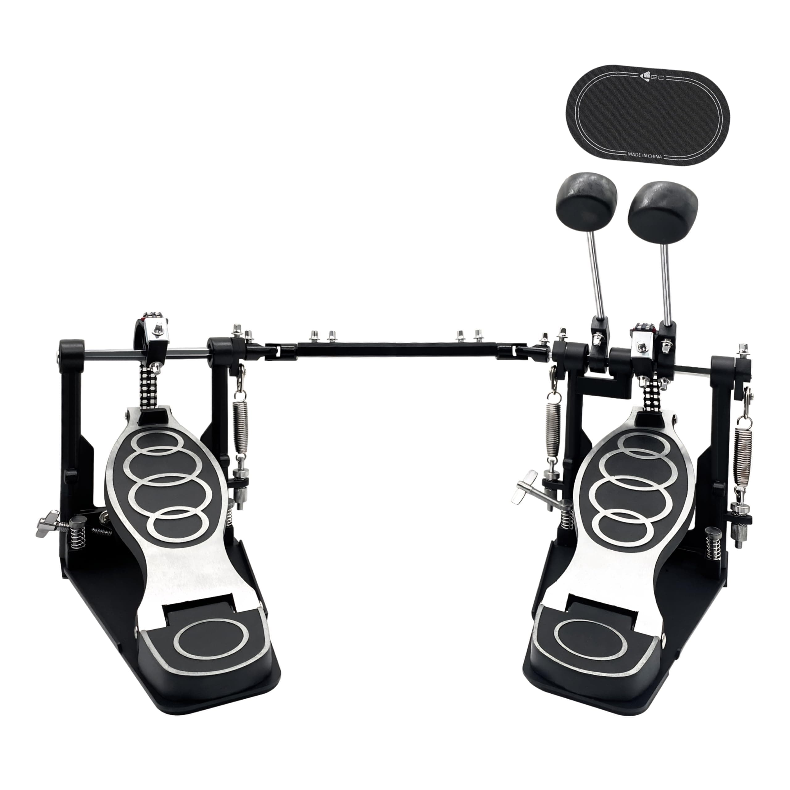 Double Bass Pedal, Double Chain Double Bass Drum Pedals, Double Kick Drum Pedal with Patch Suit for Kick Drum Set Electronic Drums Beginner Practice