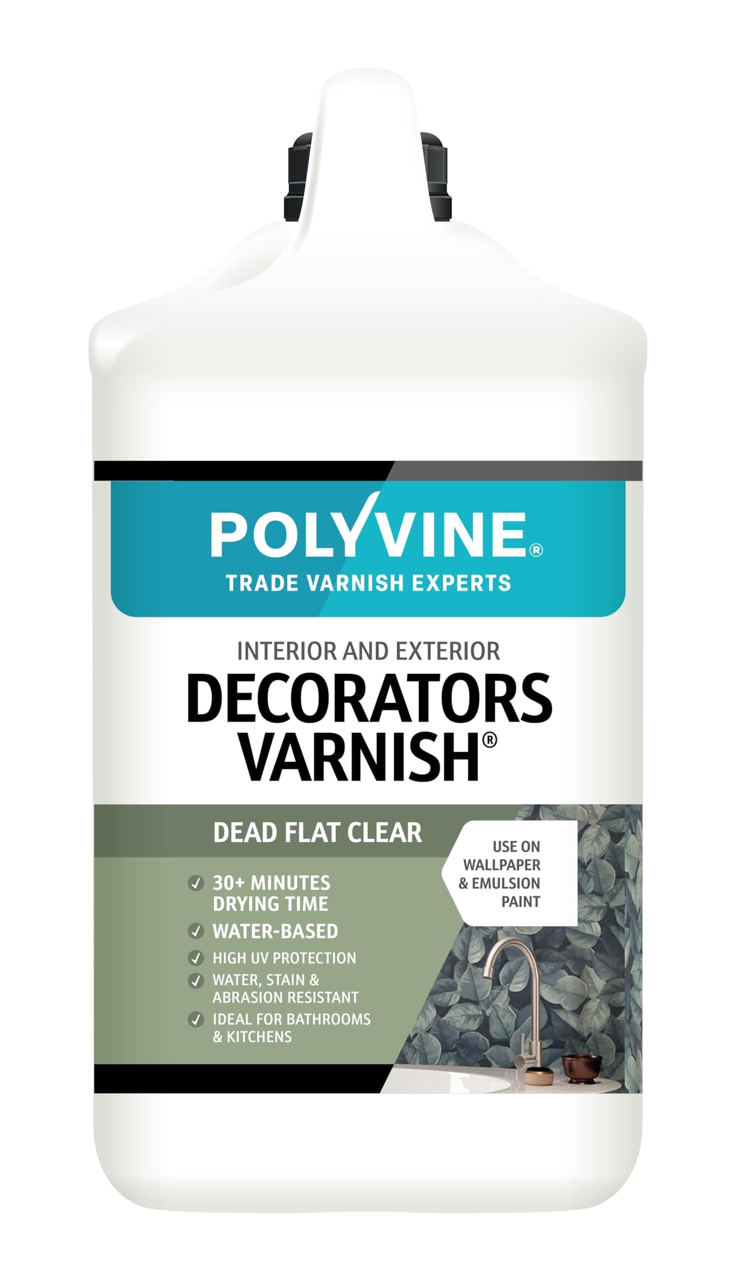 Decorators Varnish Dead Flat – Water Resistant Clear Varnish with UV Protection - Seals and Protects Emulsion, Acrylic Paint, Wallpaper, Wood, Furniture, Plaster & Fabric, 4L