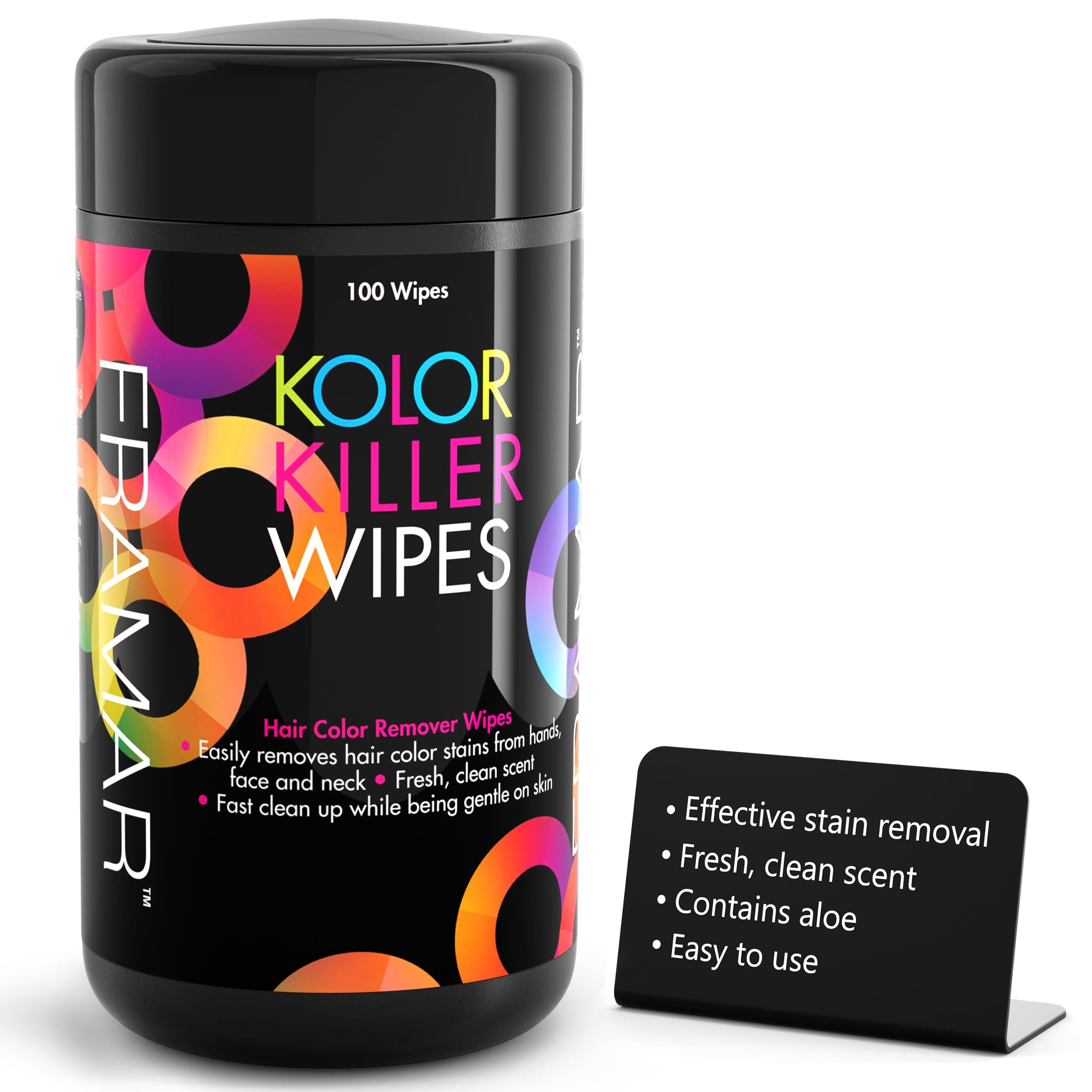 Framar Kolor Killer Wipes, Hair Dye Remover, Hair Color Remover, Wipes Dispenser Of 100, SG_B076DKNMDB_US