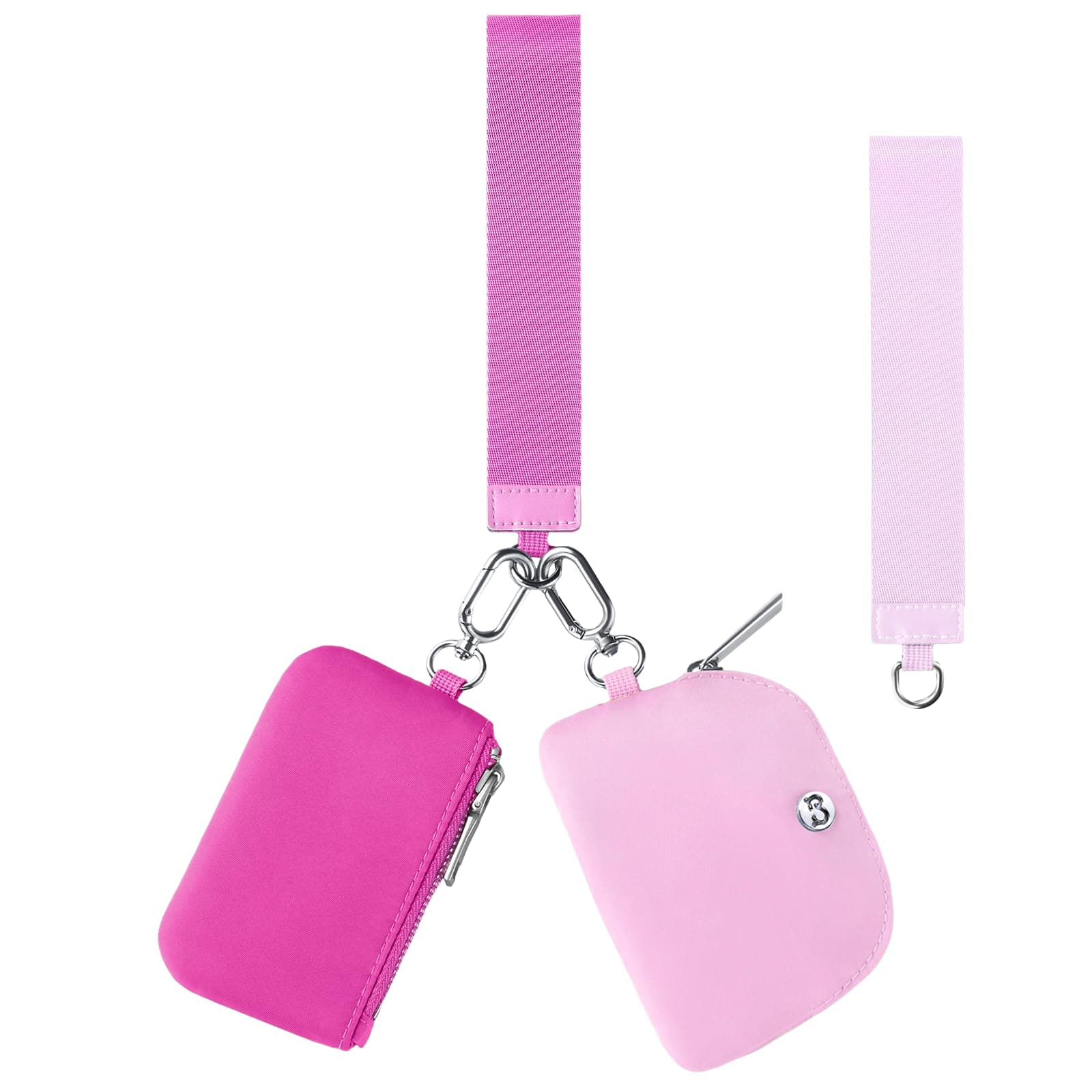 Mini Zip Around Dual Pouch Wristlet With 2 Straps Wristlet Keychain Wallet for Women Coin Purse Small Cute for Teen Girl