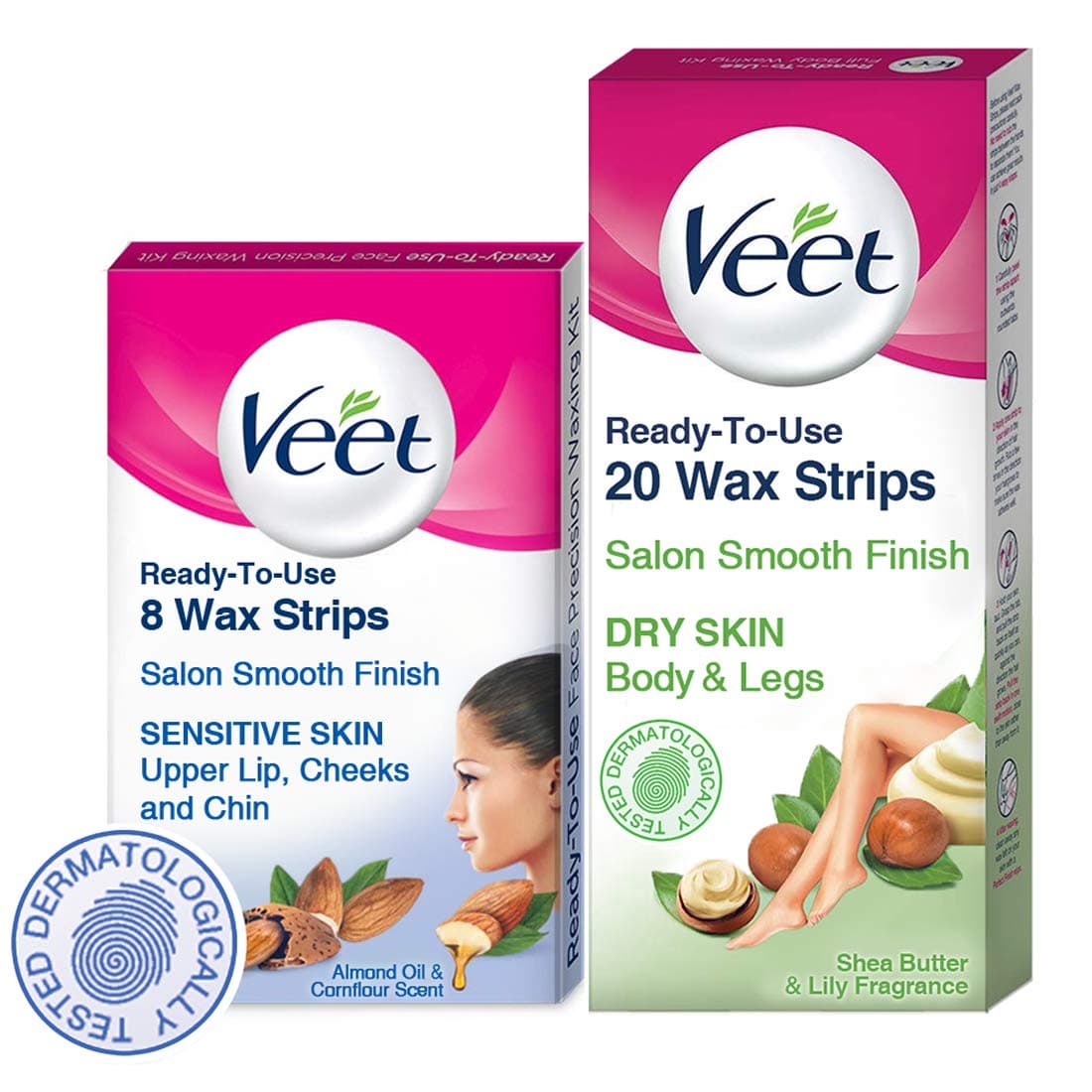 Veet Face and Body Waxing Kit for Dry Skin - 8 + 20 Strips