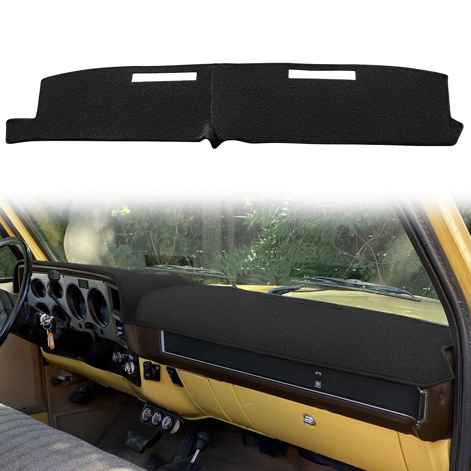Yiz Dash Cover Mat Custom Fit for 1981-1991 Chevrolet Chevy C/K/R/V Series Suburban Blazer,GMC C/K/R/V Series Jimmy,Dashboard Cover Pad Carpet (Black) J22
