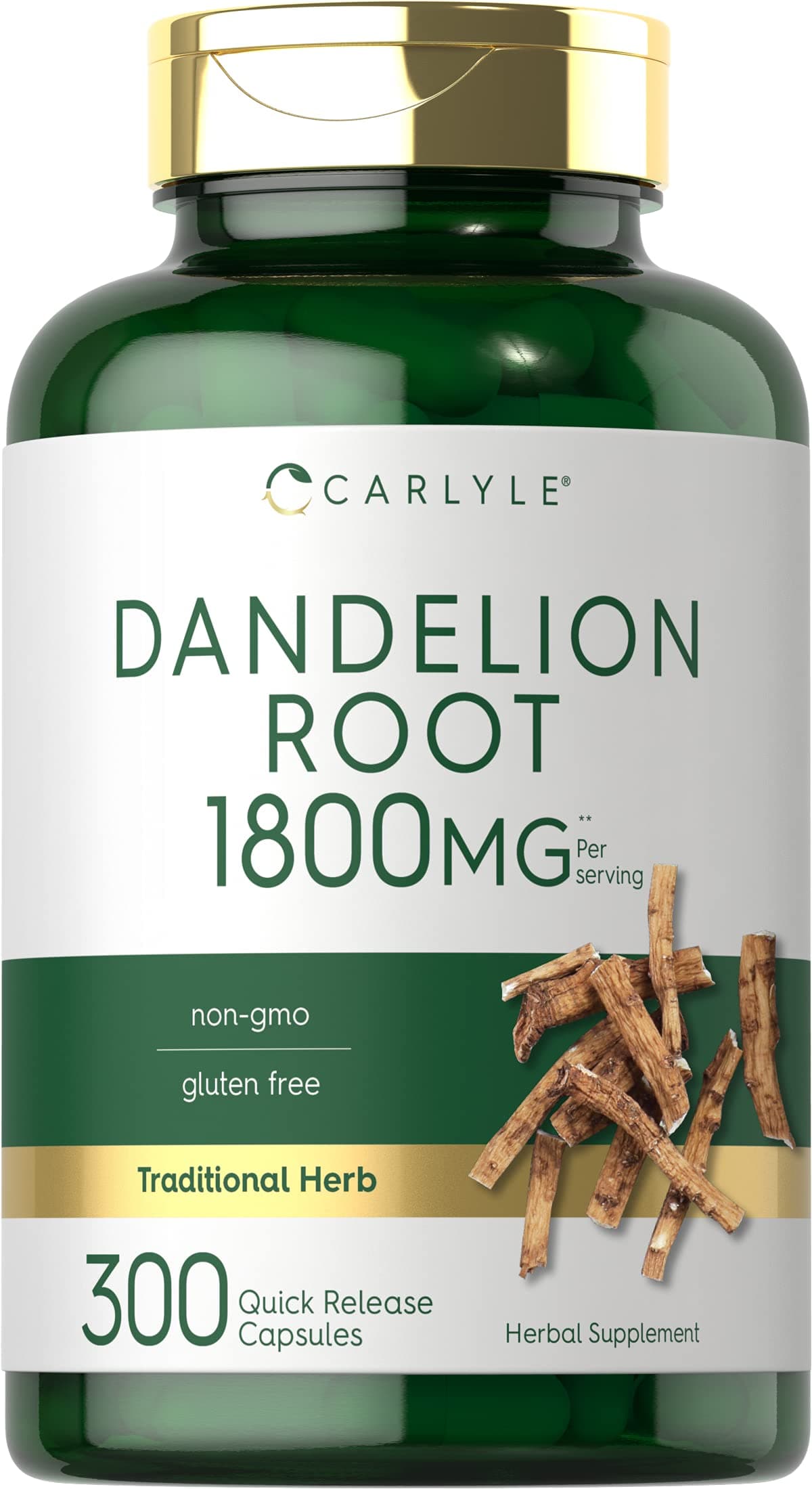 Dandelion Root Extract | 300 Capsules | Herb Supplement | Taraxacum Officinale | Non-GMO and Gluten Free