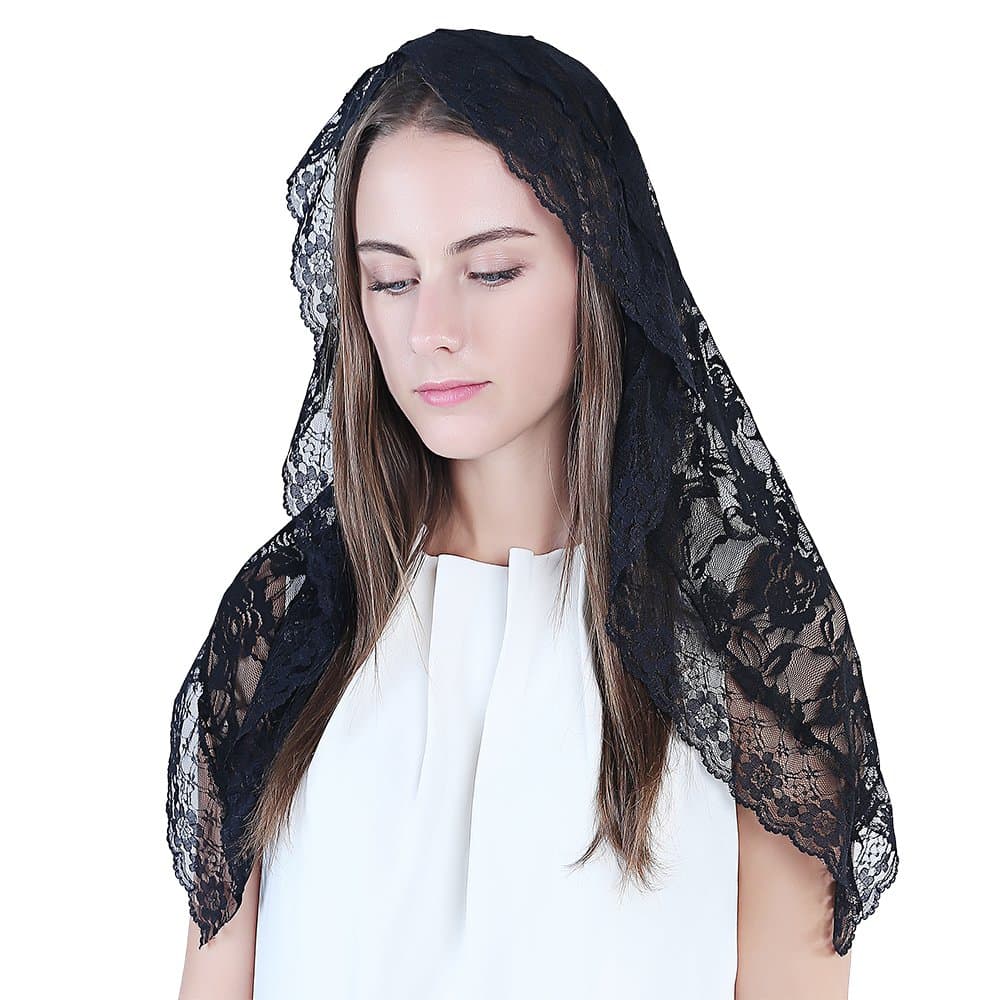 Lace Mantilla Catholic Chapel Veil Head Covering for Church Latin Mass
