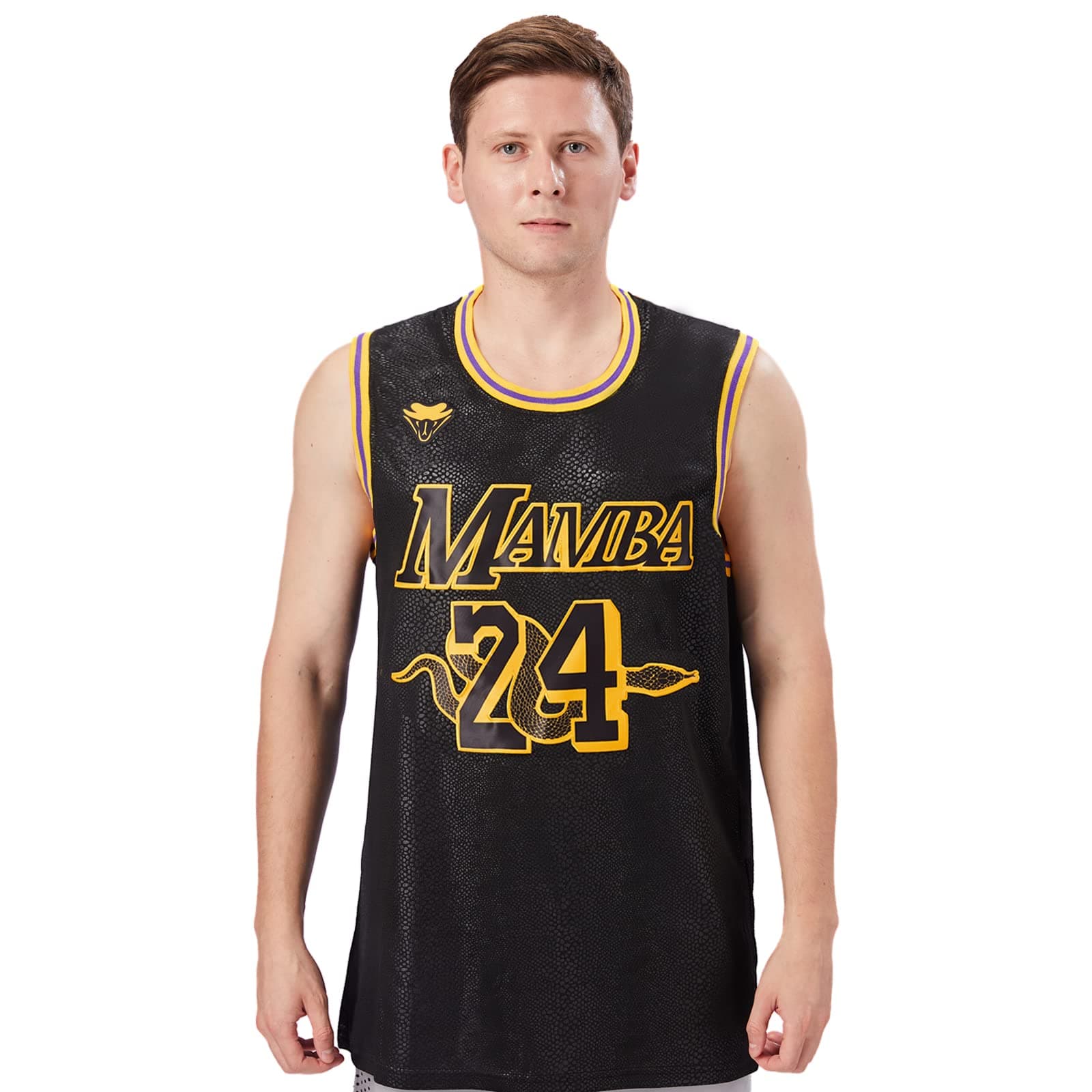 IHUTTO Mens Basketball Jersey #24 : Embroidery Shirts Fahion Shirt Basketball Jerseys for Fans Black